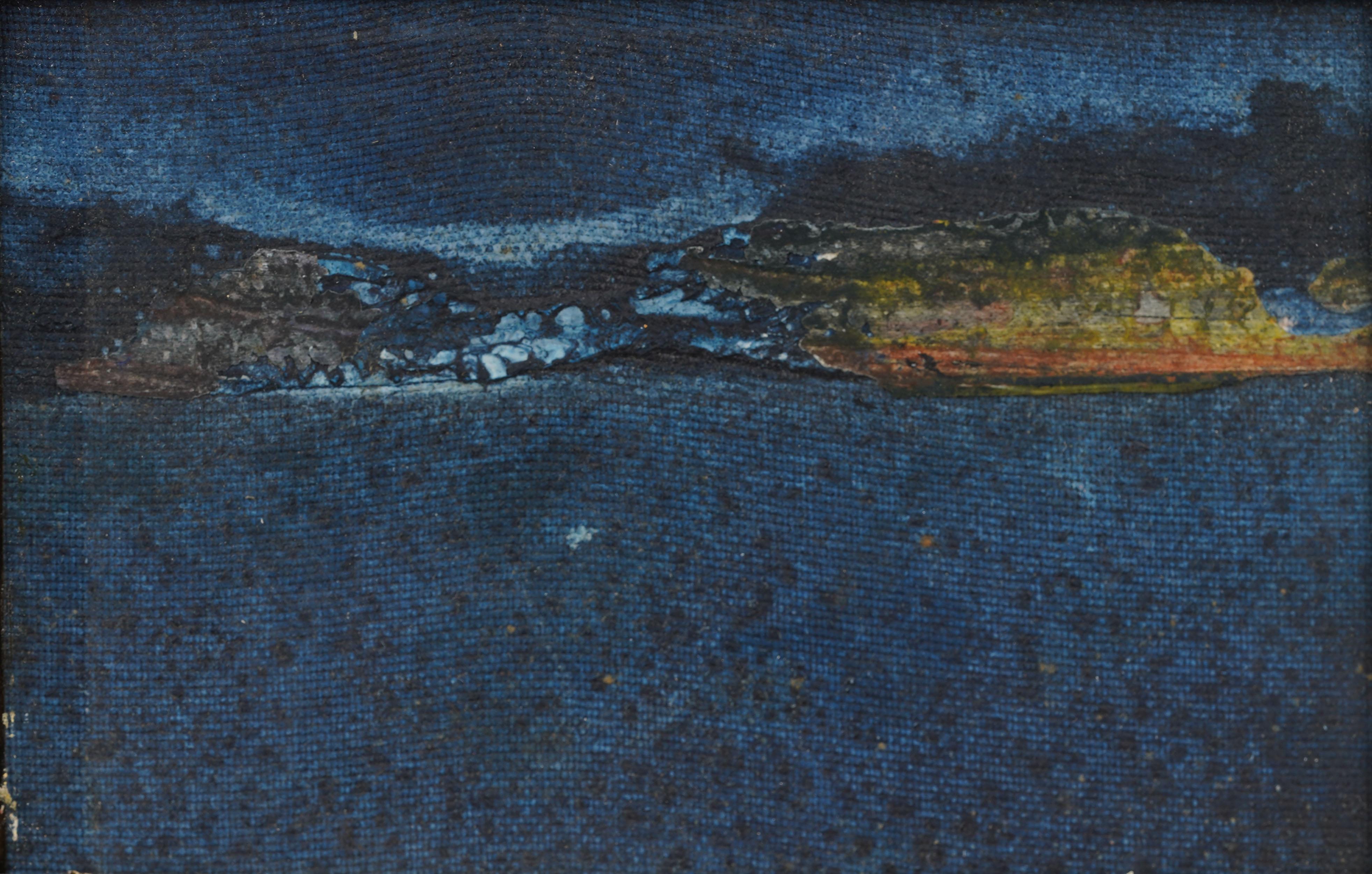 Vintage American Modernist Abstrakte Landschaft Gerahmte Original Ölgemälde (Abstrakter Expressionismus), Painting, von Unknown