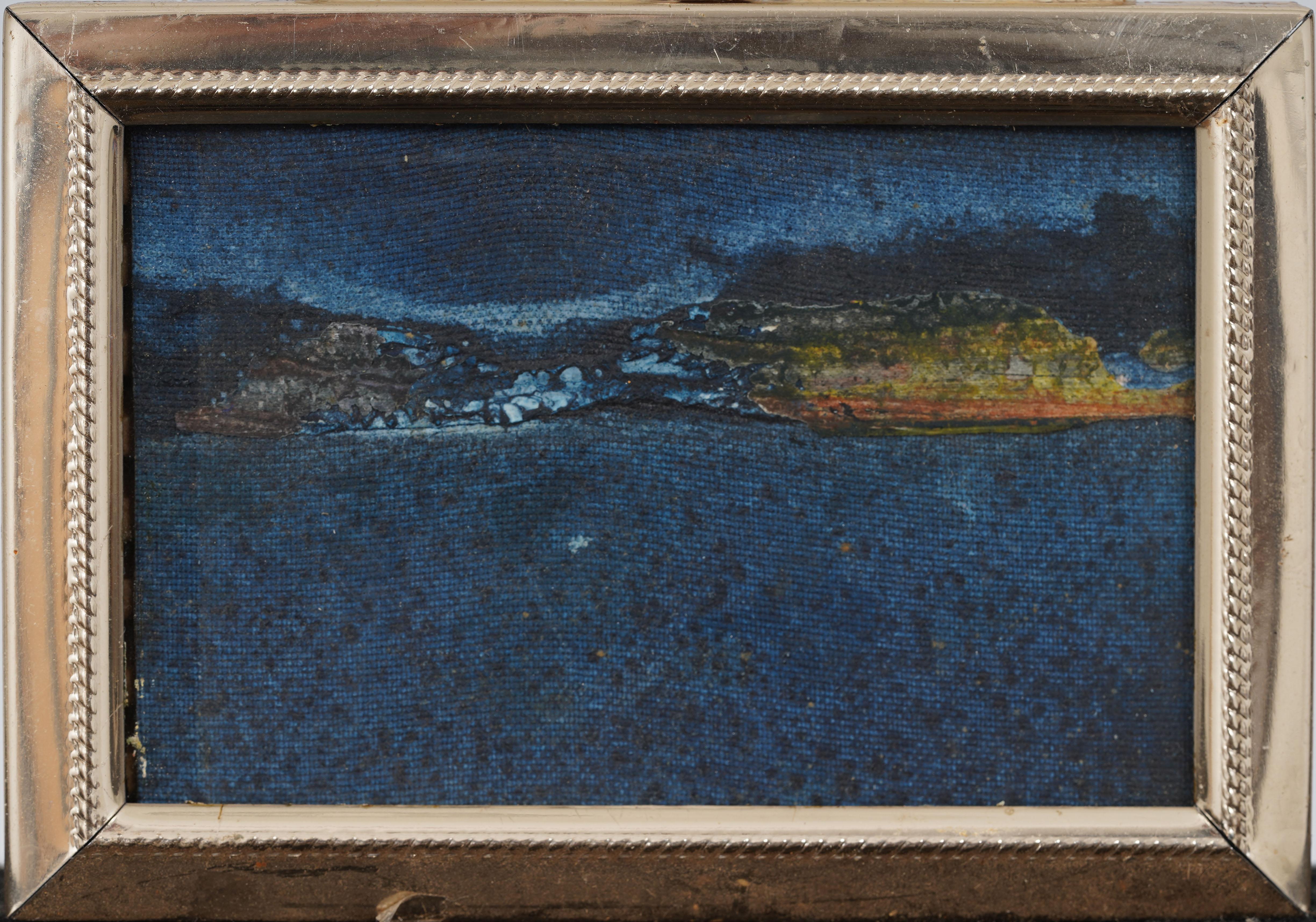 Vintage American Modernist Abstrakte Landschaft Gerahmte Original Ölgemälde