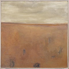 Vintage American Modernist Abstract Landscape Encadré Original Oil Painting