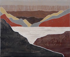 Vintage American Modernist Abstract Landscape Signed Oil Painting Vintage American Modernist Abstract Landscape Signed Oil Painting