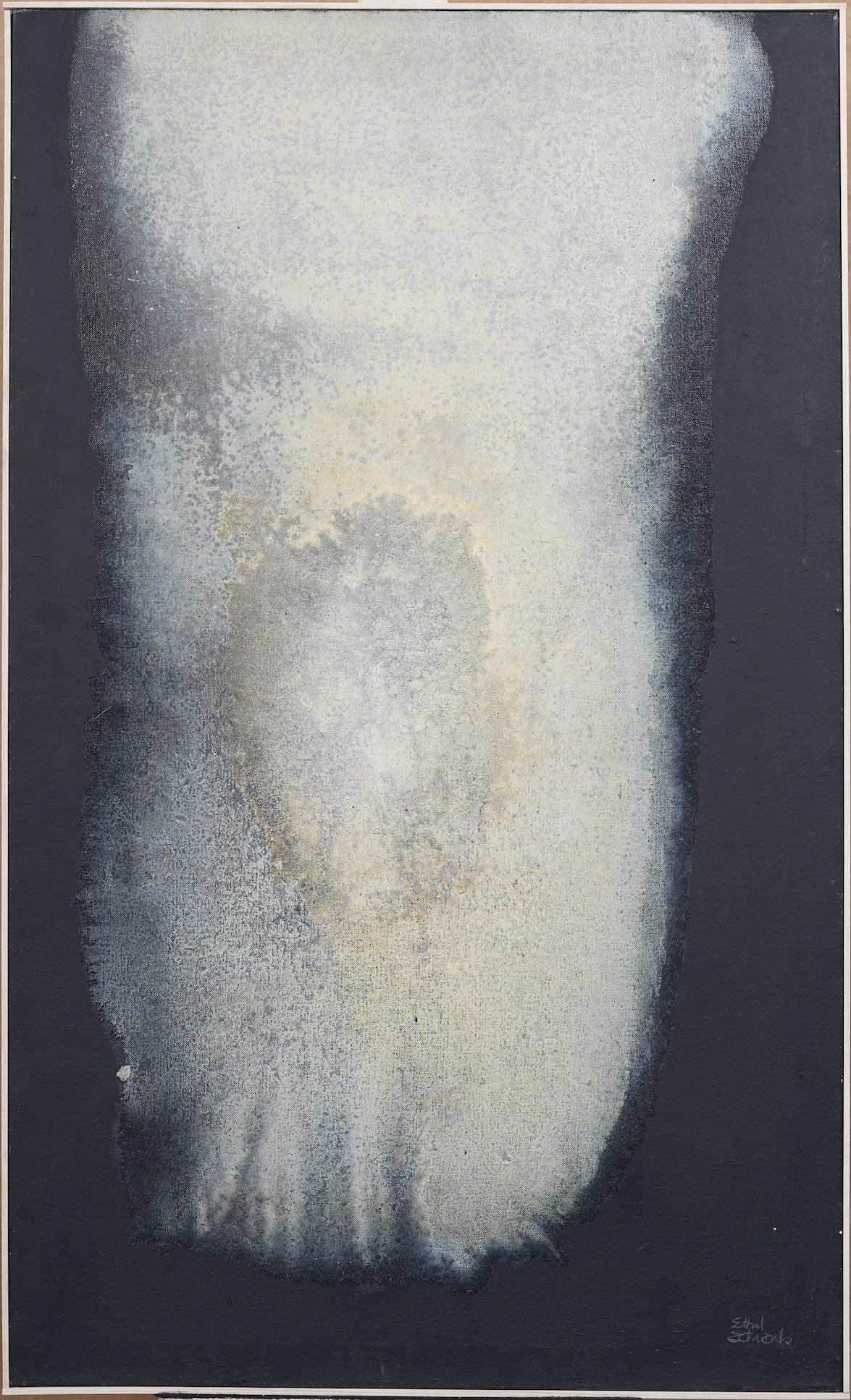 Vintage American Modernist Abstract Moonscape Framed Large Nocturn Oil Painting