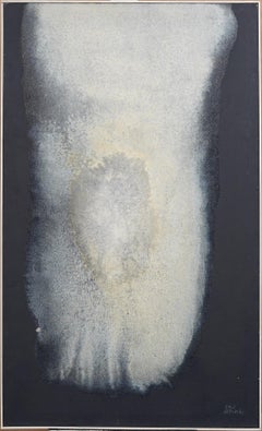 Vintage American Modernist Abstract Moonscape Framed Large Nocturn Oil Painting