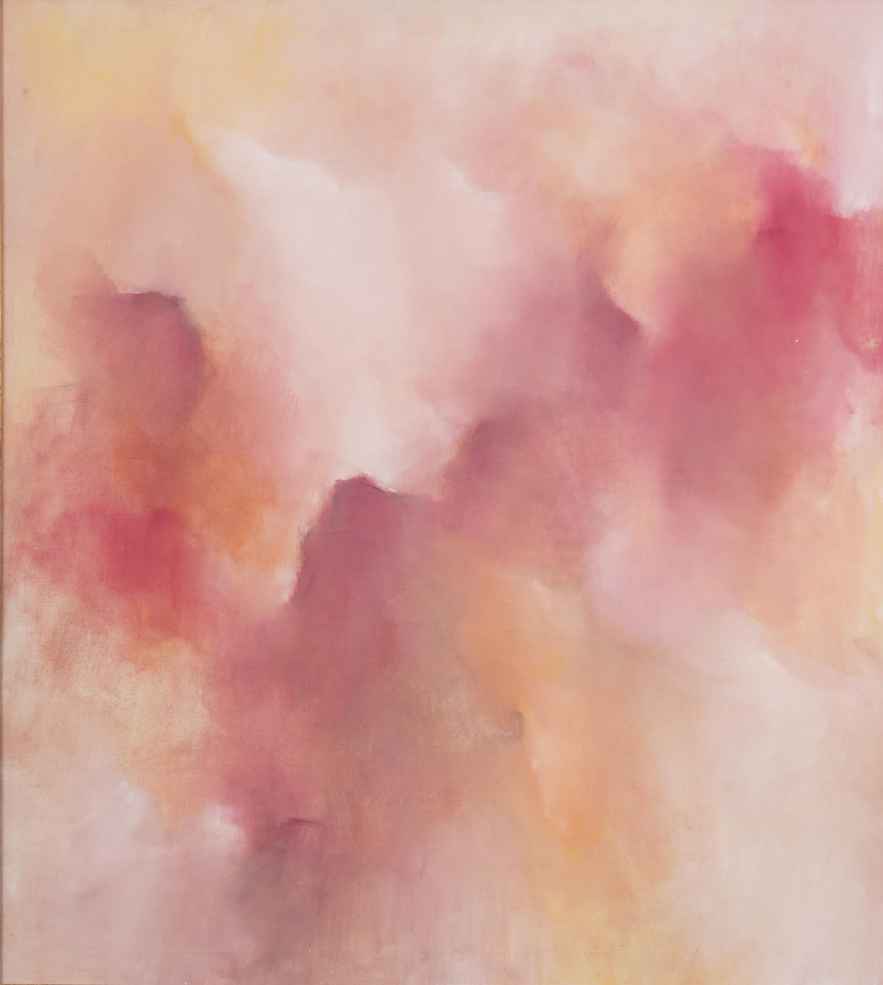 Vintage American Modernist Abstract Sunset Cloudscape Gold Framed Oil Painting For Sale 1
