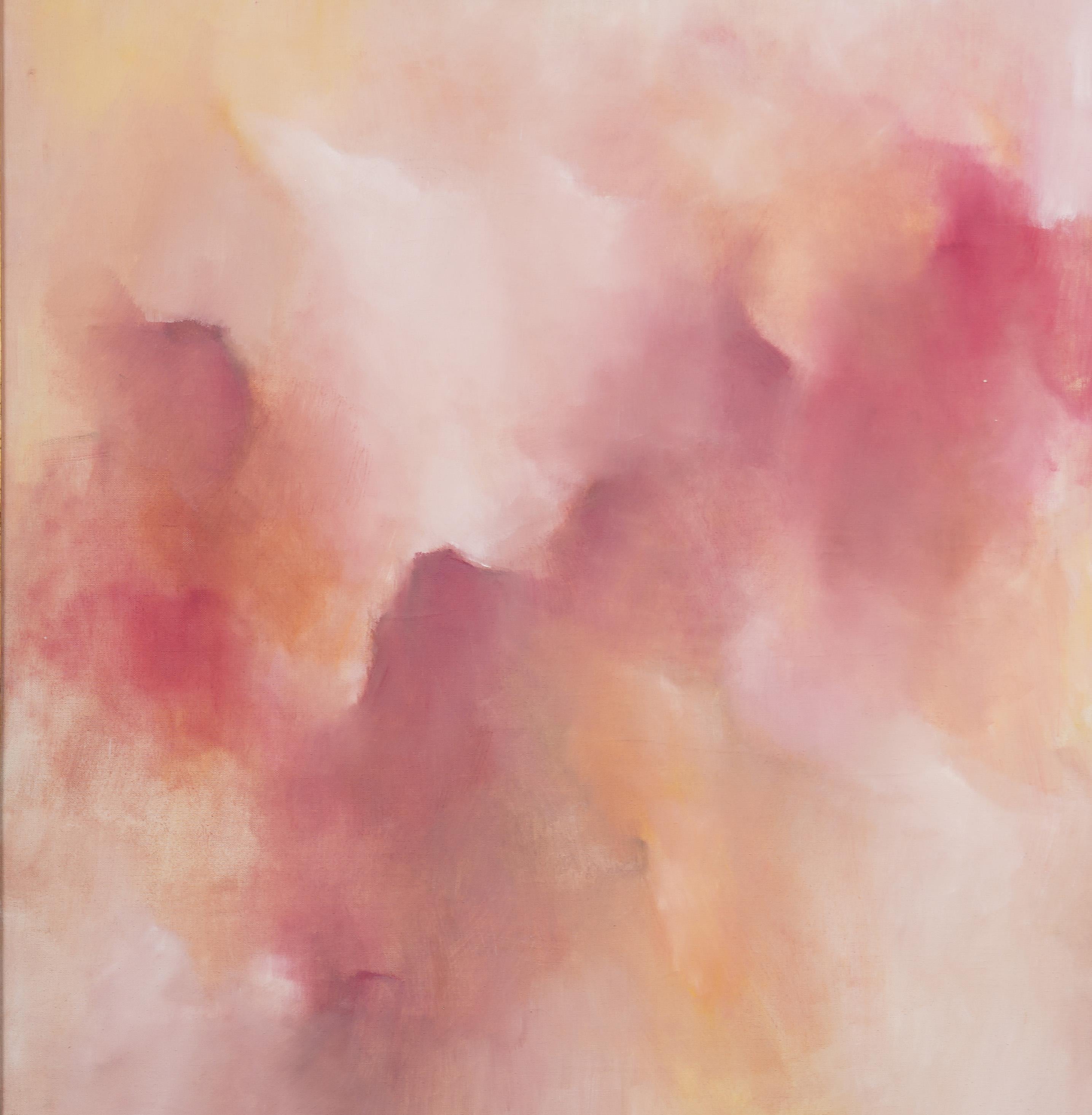 Vintage American Modernist Abstract Sunset Cloudscape Gold Framed Oil Painting For Sale 2