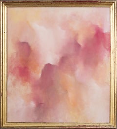 Vintage American Modernist Abstract Sunset Cloudscape Gold Framed Oil Painting