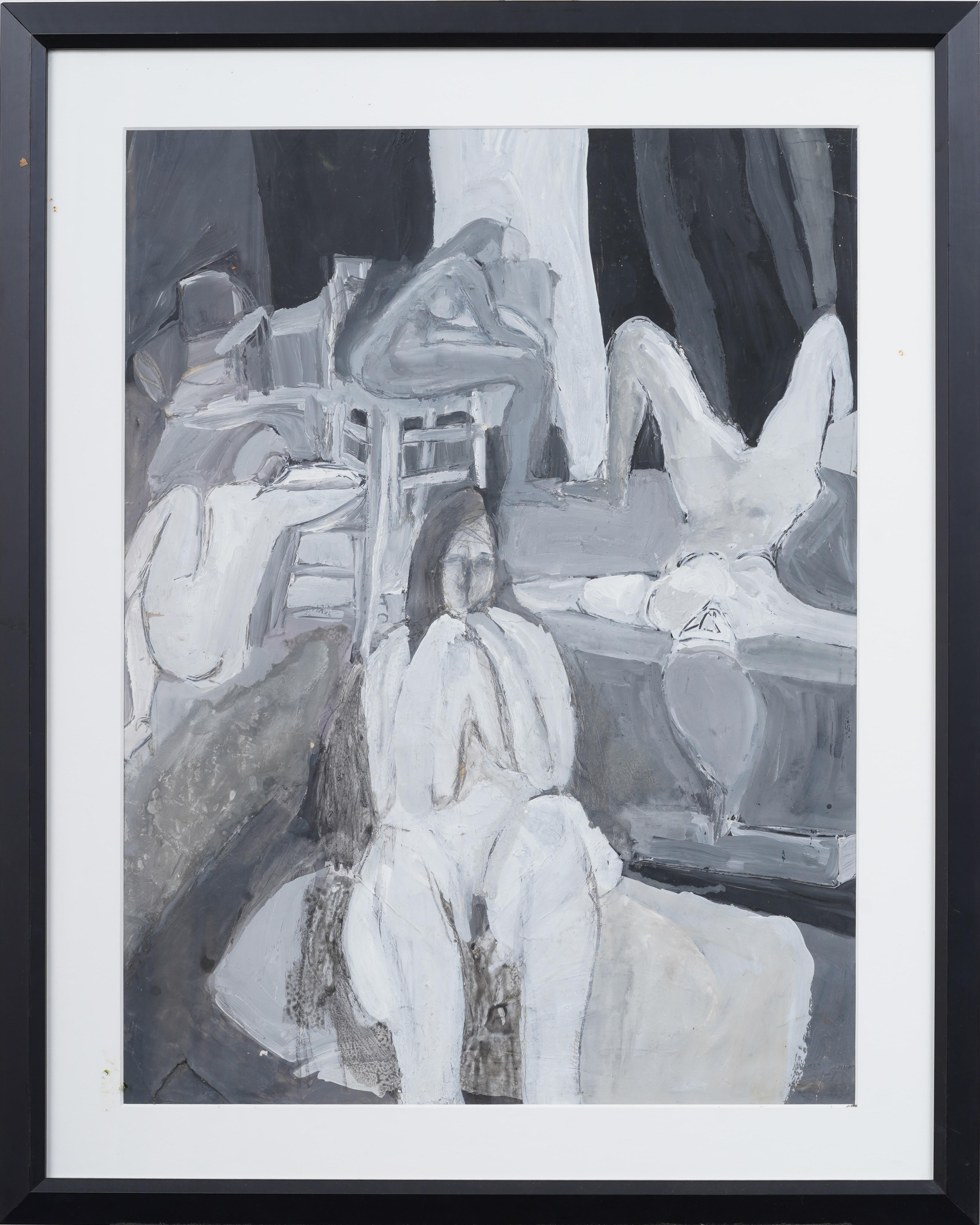Vintage American Modernist Artist Studio Nude Women Portrait encadré