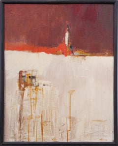 Vintage American Modernist Cape Canaveral Kennedy Space Center Florida Painting