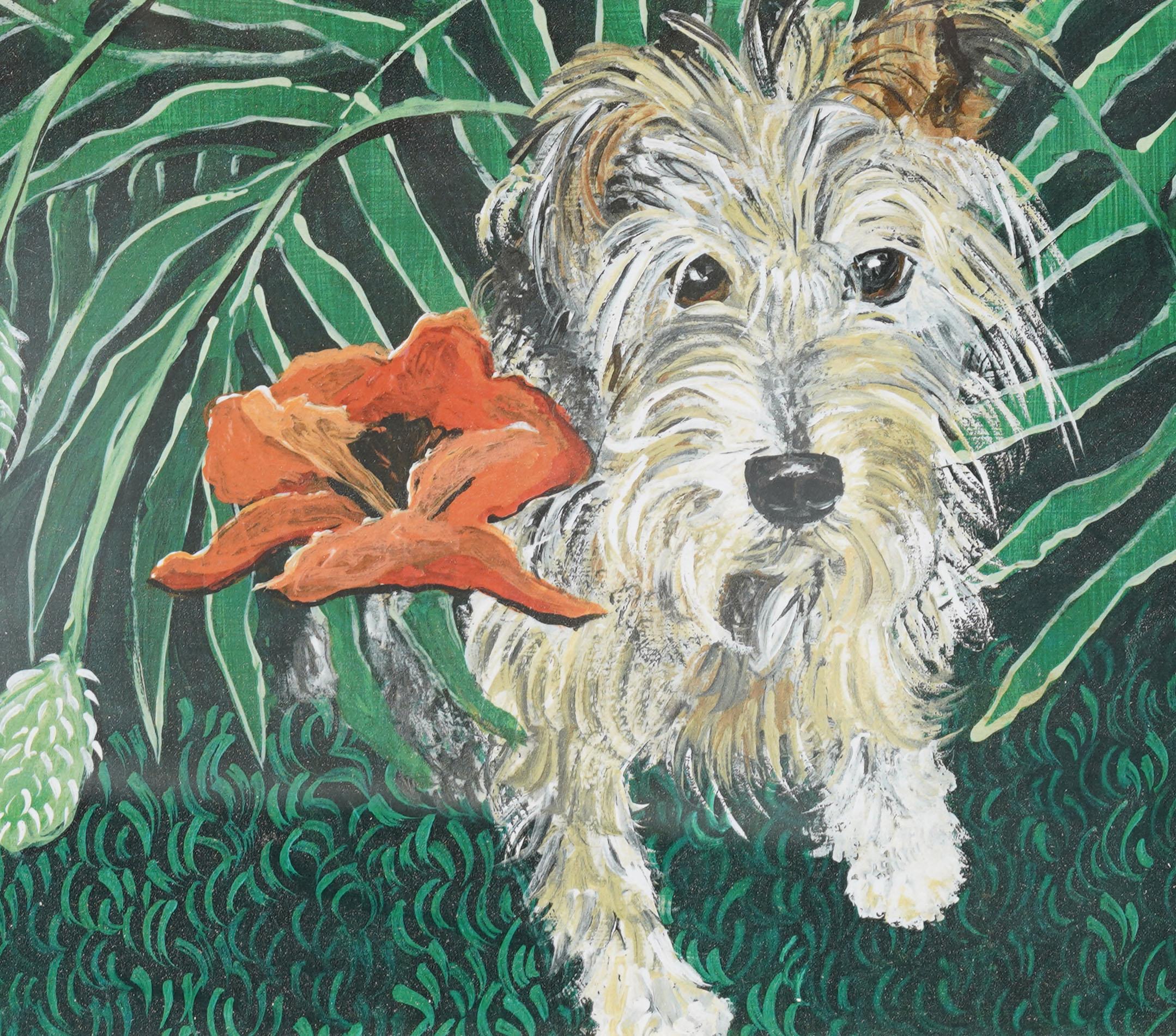 Vintage American Modernist Hund Porträt schön gerahmt Terrier  Ölgemälde im Angebot 1