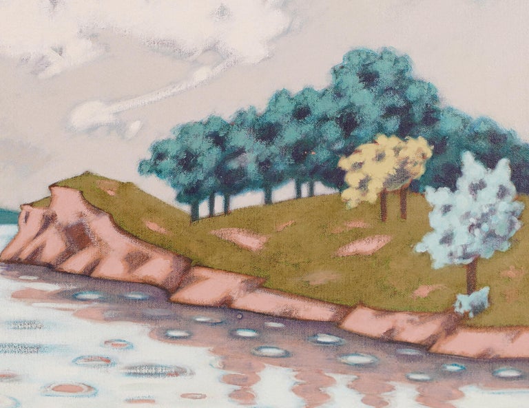 Vintage American Modernist Fauvist Landscape Oklahoma Lake Signed Oil Painting For Sale 2