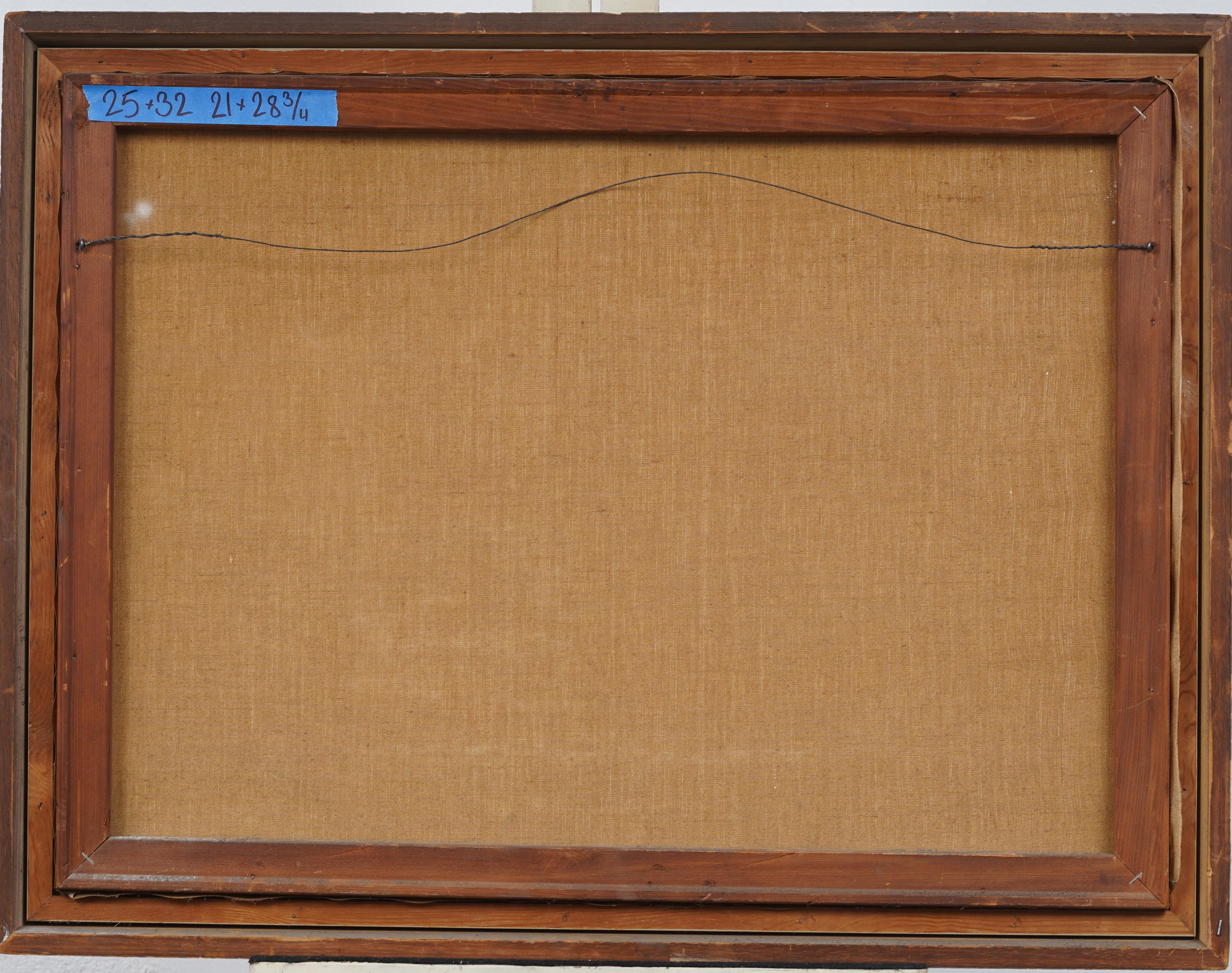 Quadro d'epoca modernista americano con cornice, scena astratta espressionista sulla spiaggia in vendita 2
