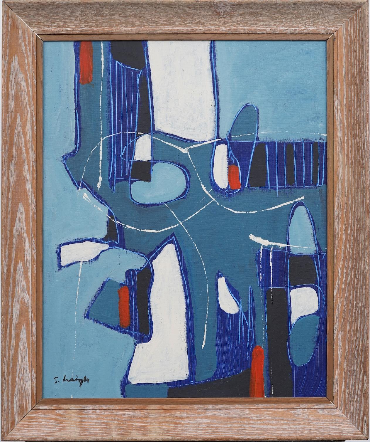Unknown Abstract Painting - Vintage American Modernist Framed Abstract Expressionist Signed Oil Painting