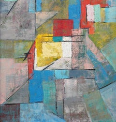 Vintage American Modernist Framed Abstract Original MCM NYC School Oil Painting