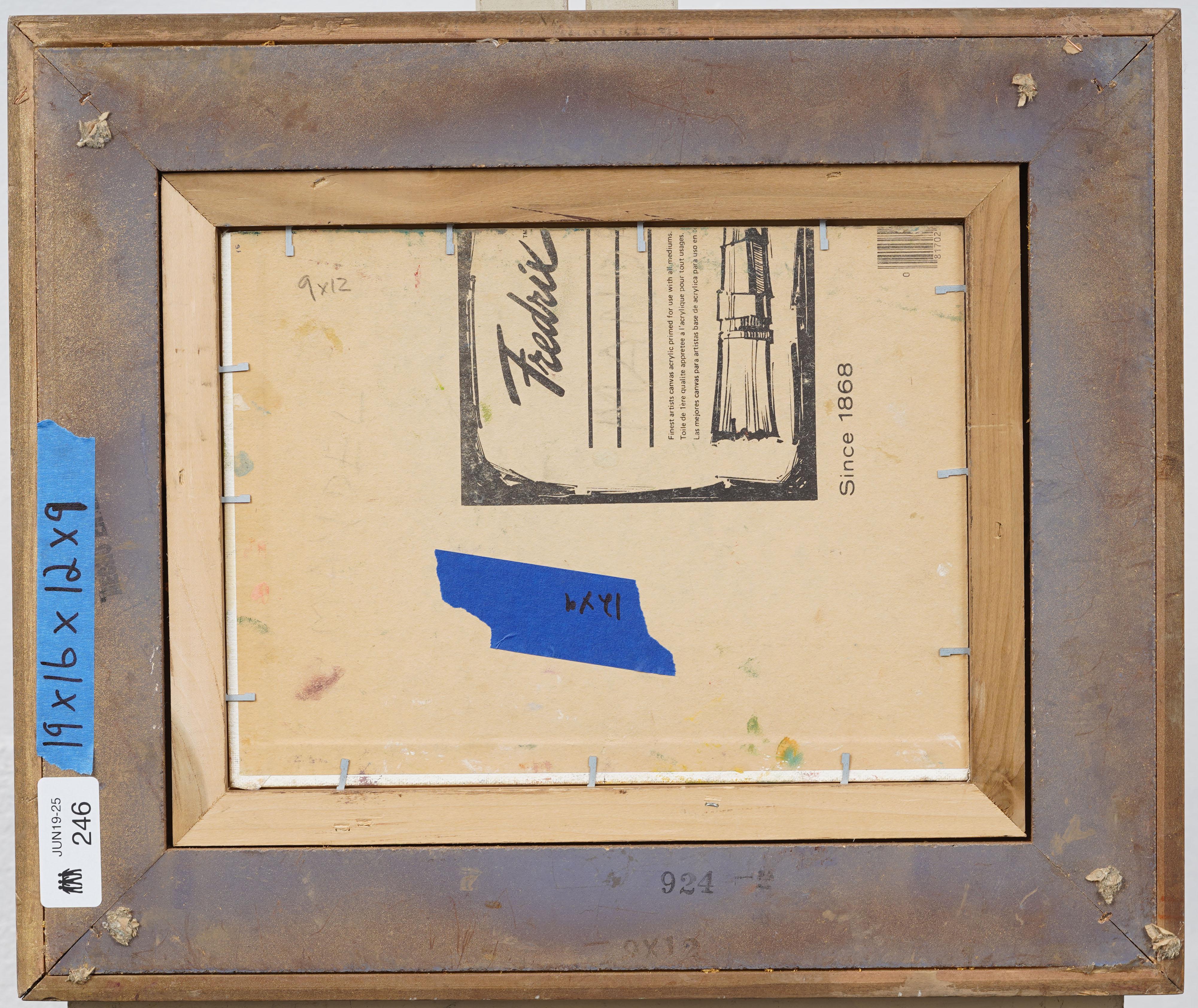 Vintage American Modernist Framed Landscape Mid Century Oil Painting For Sale 3