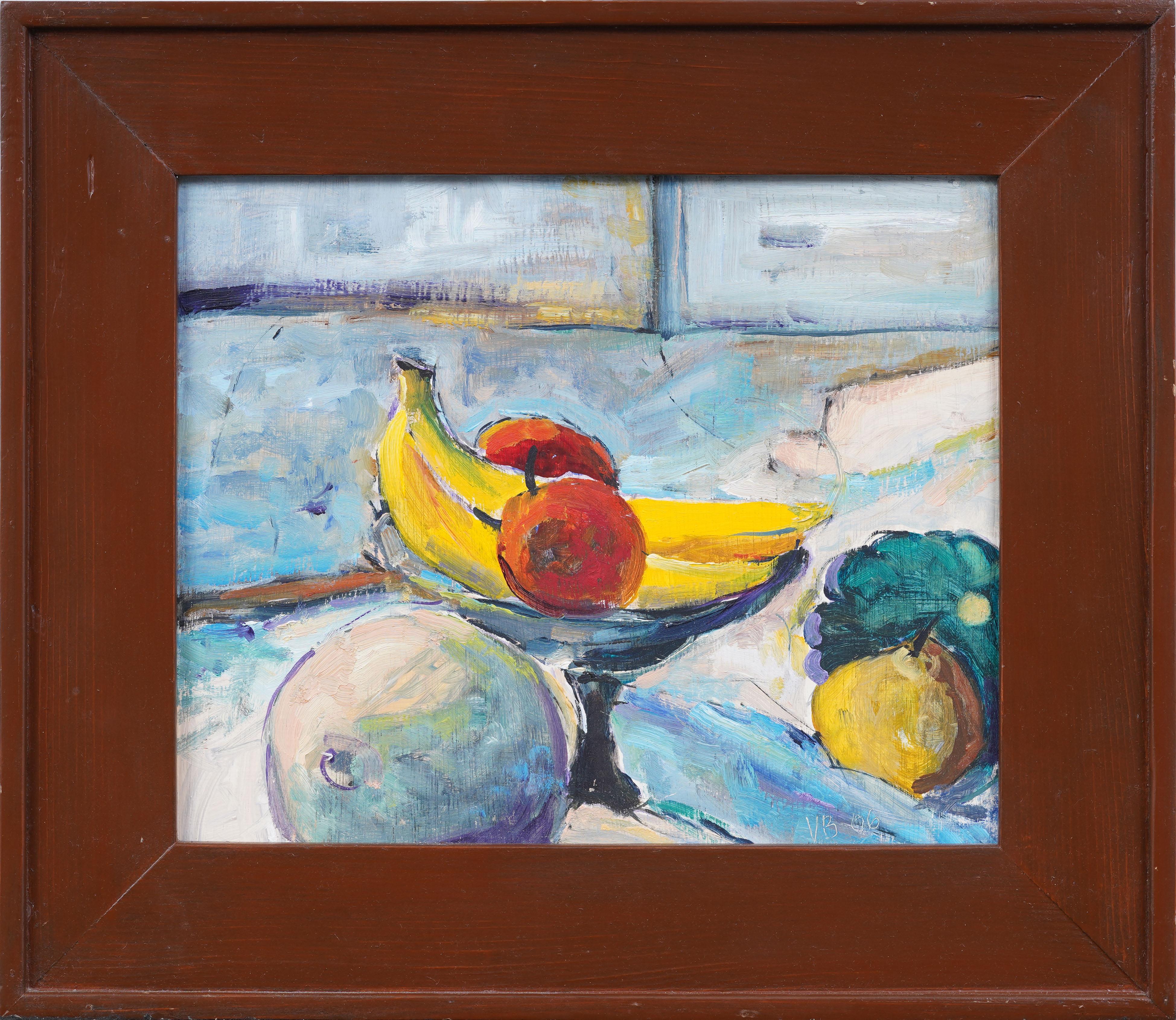 Vintage American Modernist gerahmt signiert Blume Stillleben  Ölgemälde – Painting von Unknown