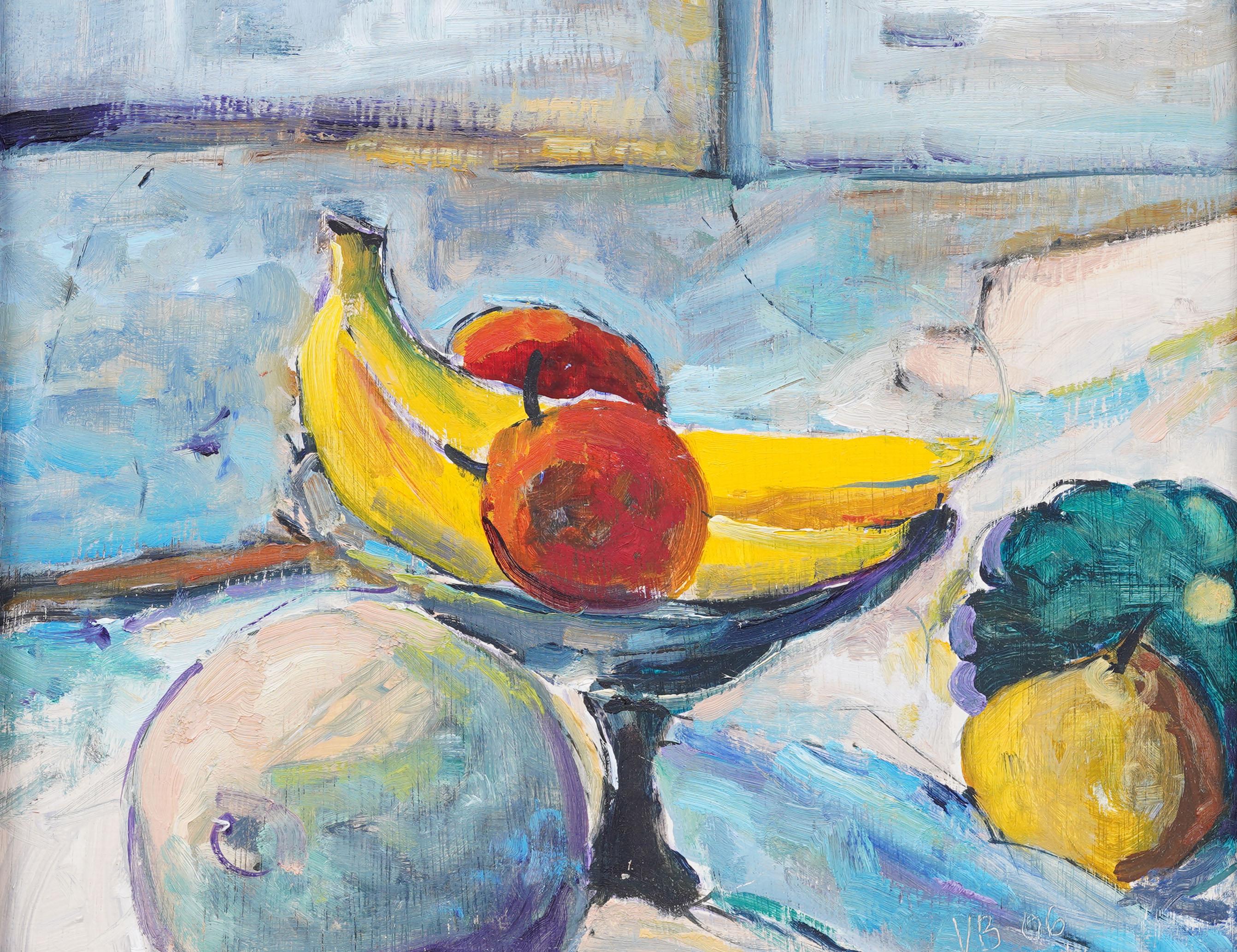 Vintage American Modernist gerahmt signiert Blume Stillleben  Ölgemälde (Braun), Still-Life Painting, von Unknown