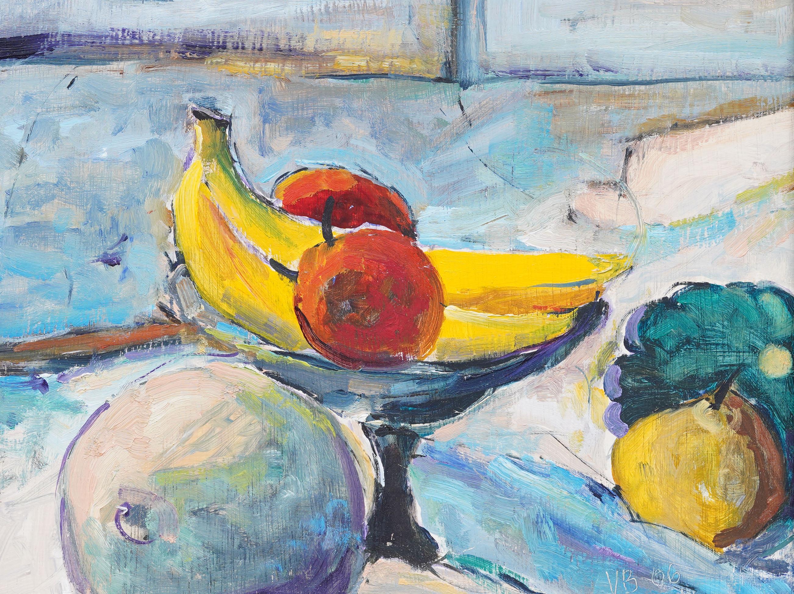 Vintage American modernist still life Ölgemälde. Öl auf Karton. Unterschrieben. Gerahmt. Provenienz aus einer Sammlung in Sag Harbor, NY. Messen: 14 x 16 Zoll insgesamt.  Hübsch gerahmt in einer Holzleiste.  Ausgezeichneter Zustand, bereit zum