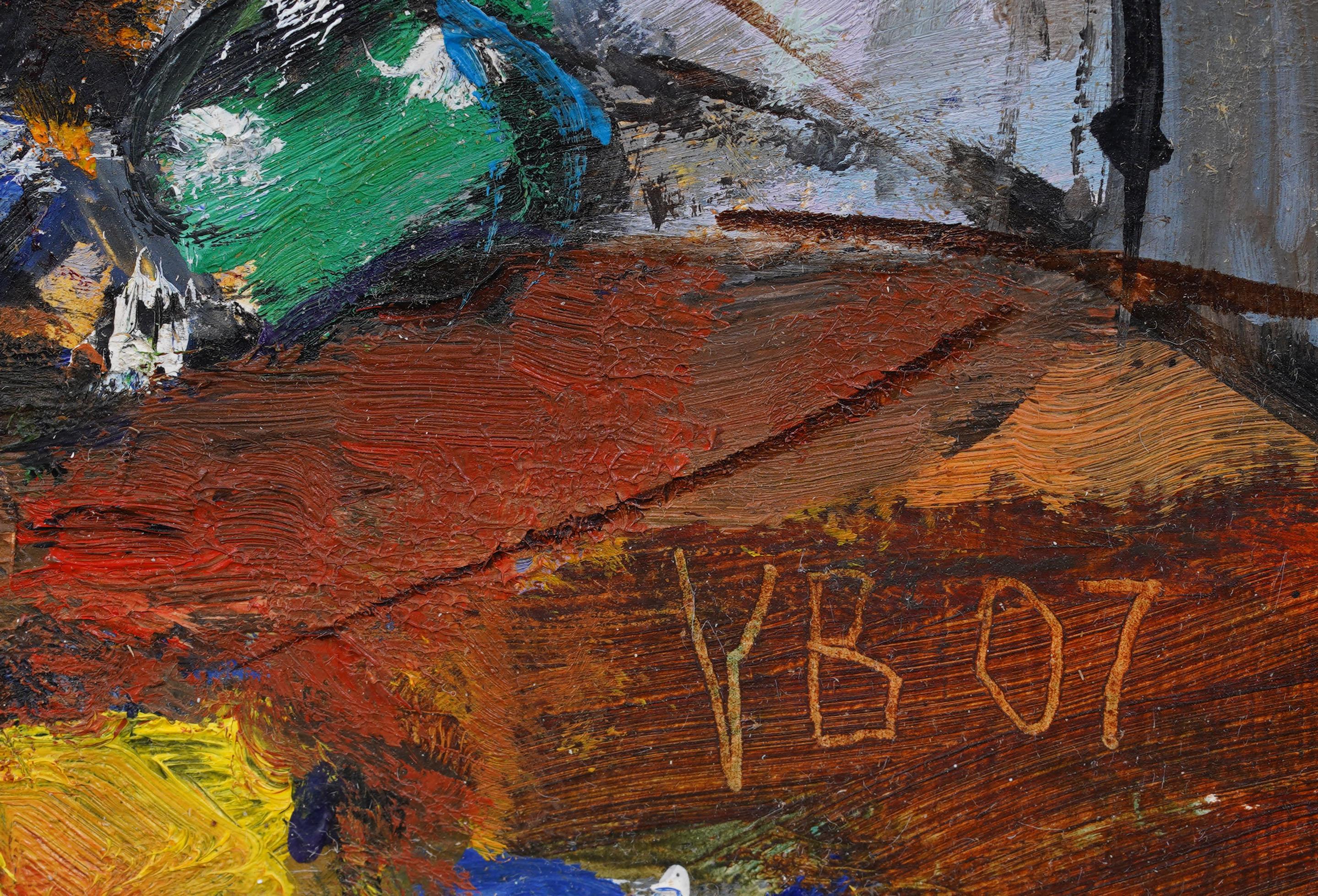 Vintage American Modernist gerahmt signiert Blume Stillleben  Ölgemälde im Angebot 1