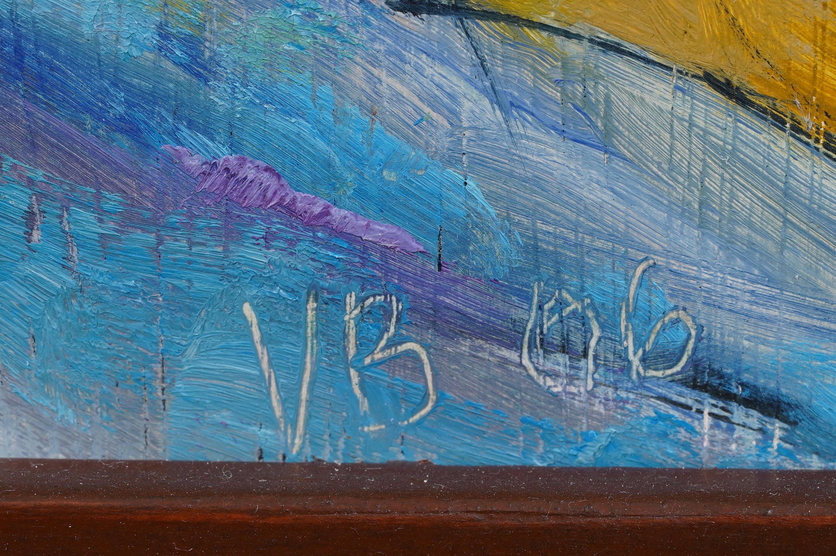 Vintage American Modernist gerahmt signiert Blume Stillleben  Ölgemälde im Angebot 1