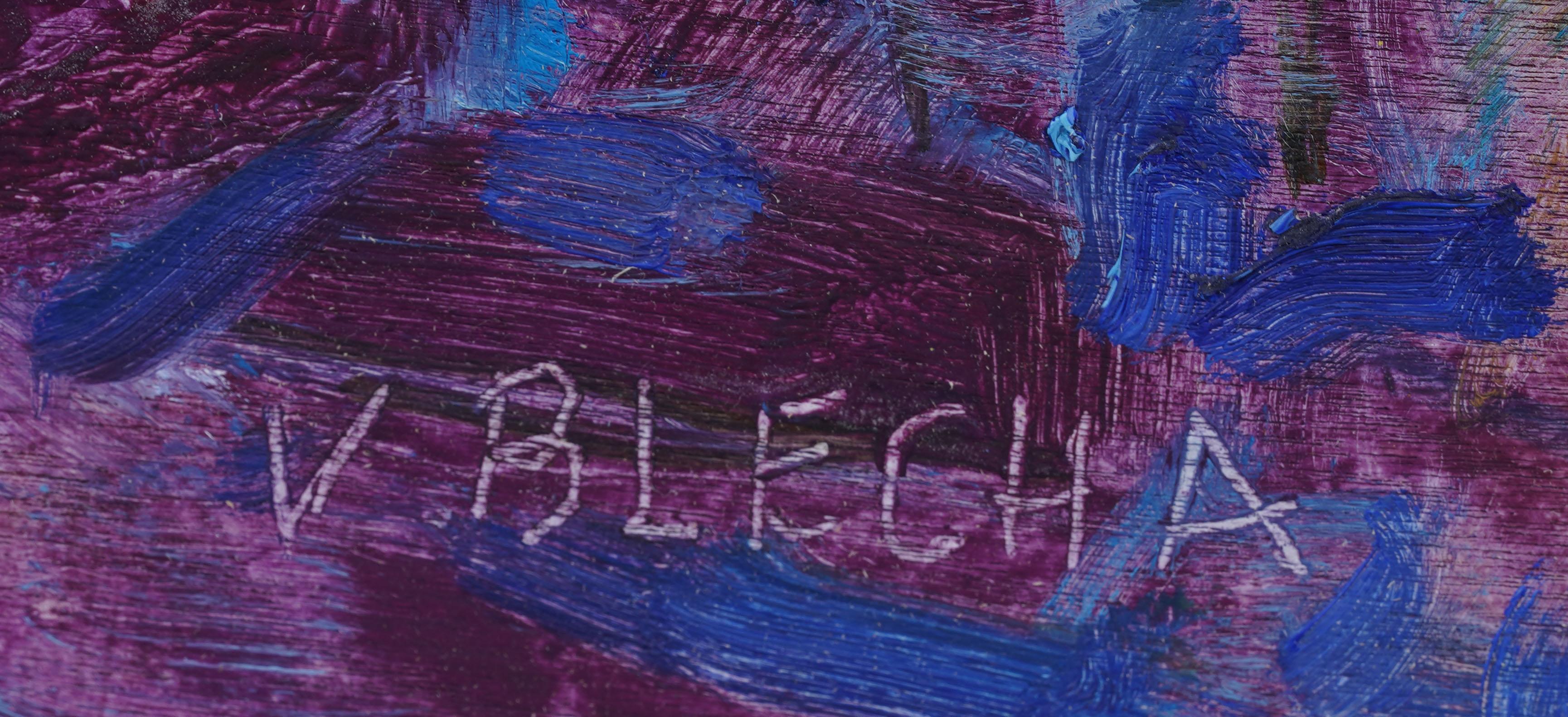 Vintage American Modernist gerahmt signiert Küche Stillleben Fauvist Ölgemälde im Angebot 1