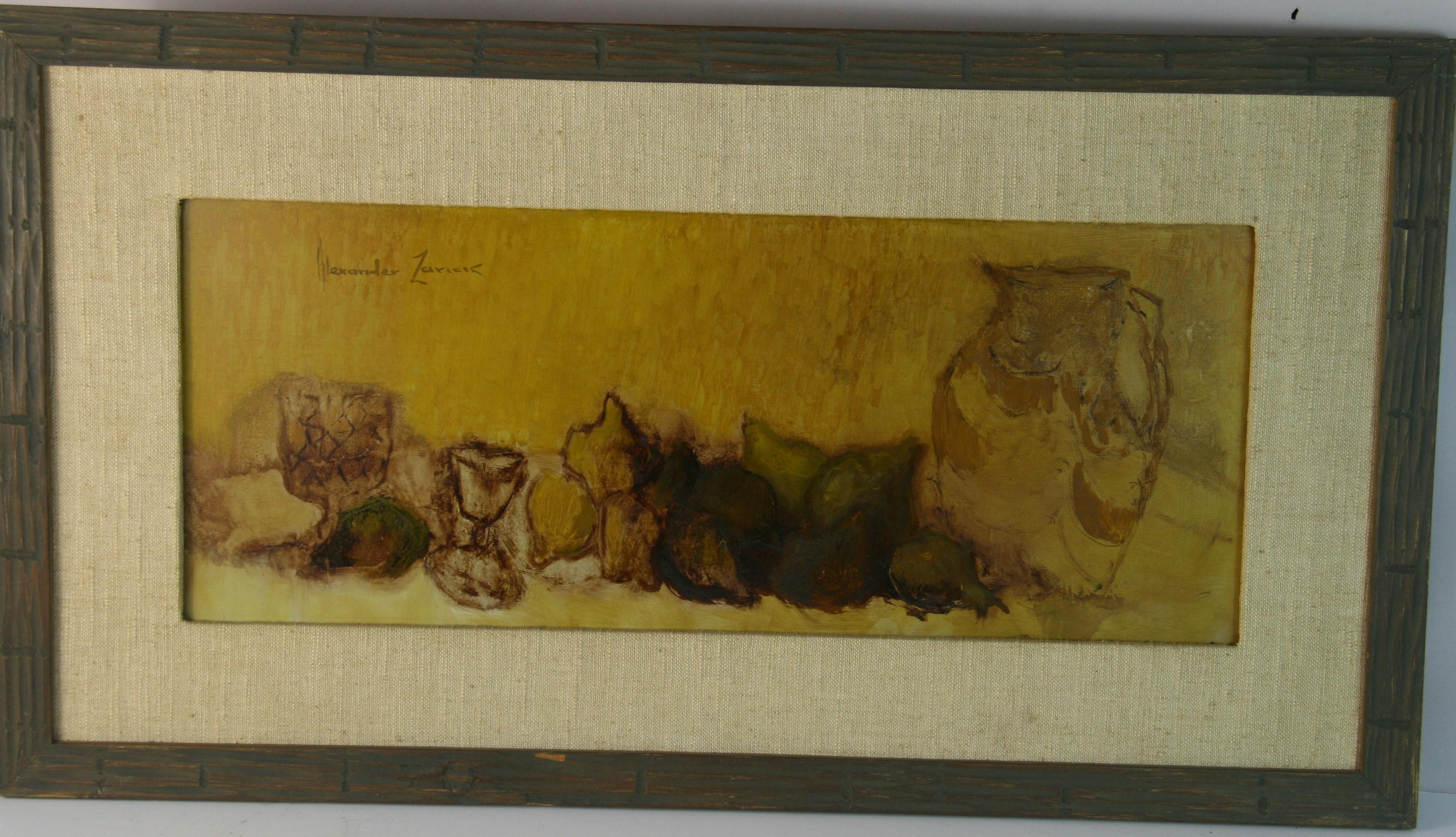 Vintage American Modernist Fruit Table Setting Naturaleza muerta  por Alexander Zarick - Painting de Unknown