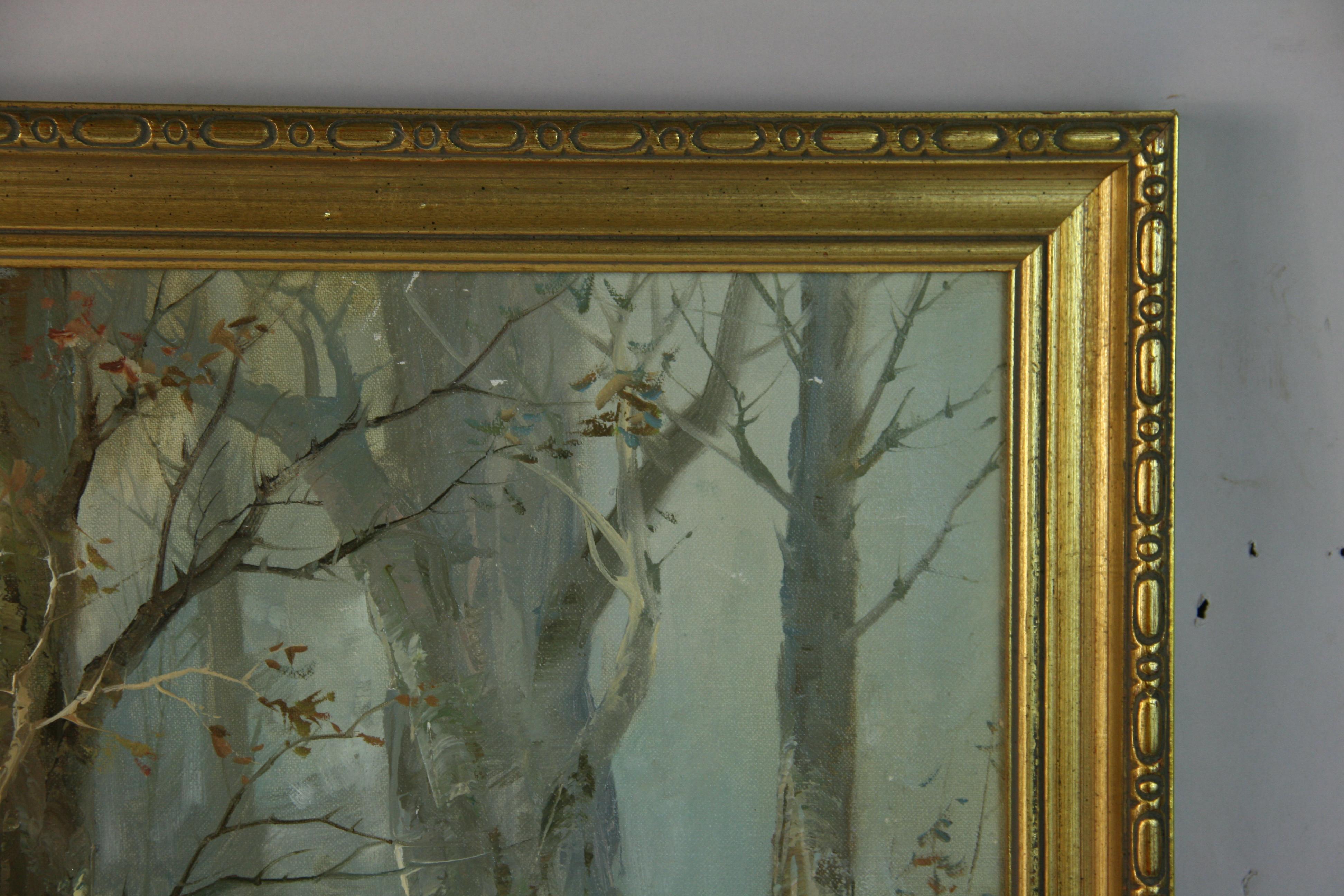Vintage American Modernist Landscape Oil Painting  