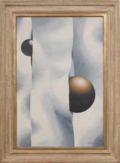 Vintage American Modernist Large Surreal Abstract Signed Framed Oil Painting