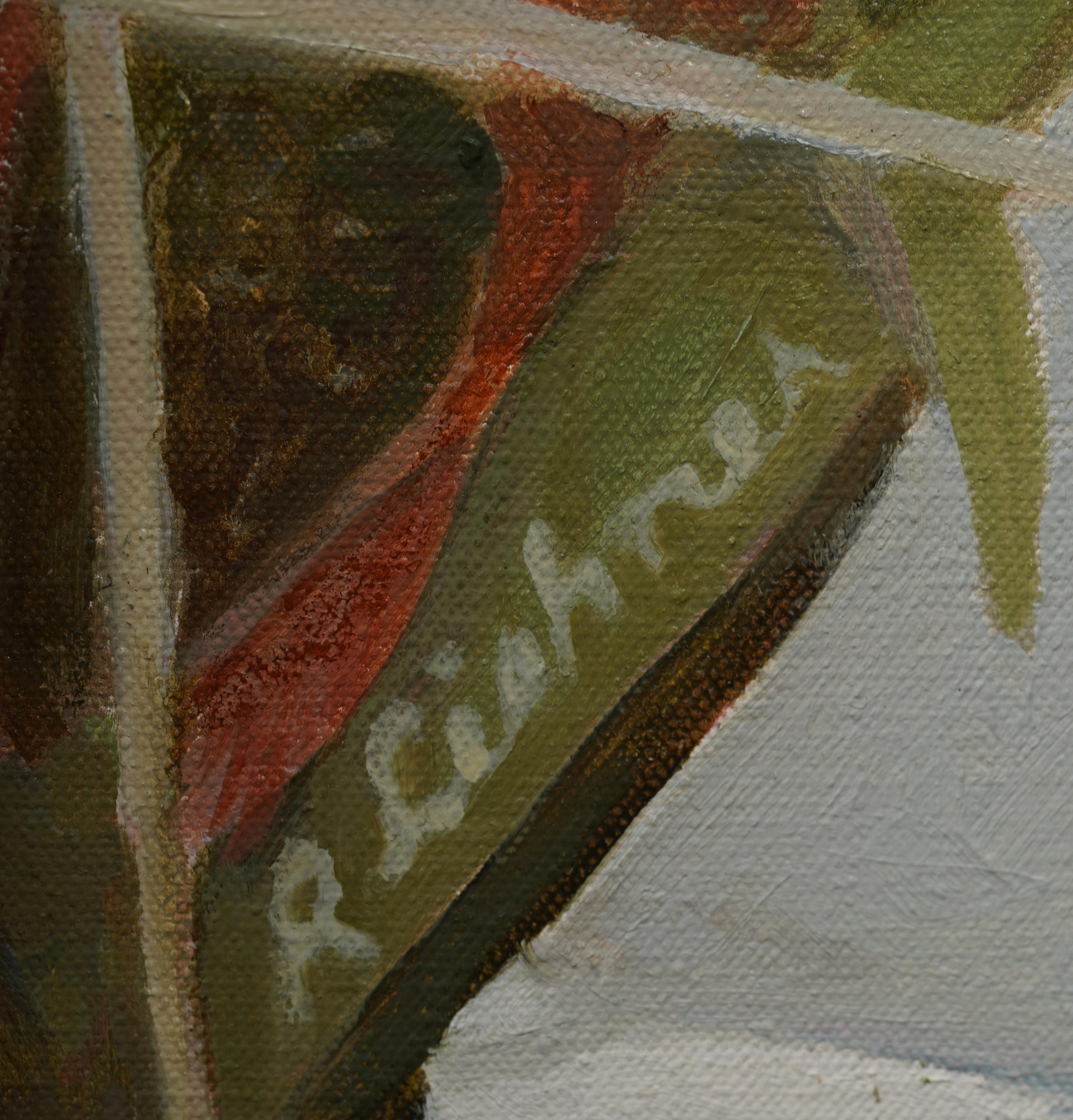 Vintage American Modernist Long Island Wild Flower Dock Scene Large Oil Painting en vente 6