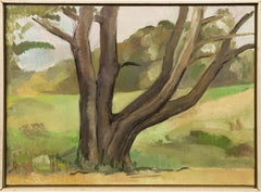 Vintage American Modernist Nature Scape Signed Summer Landscape Oil Painting