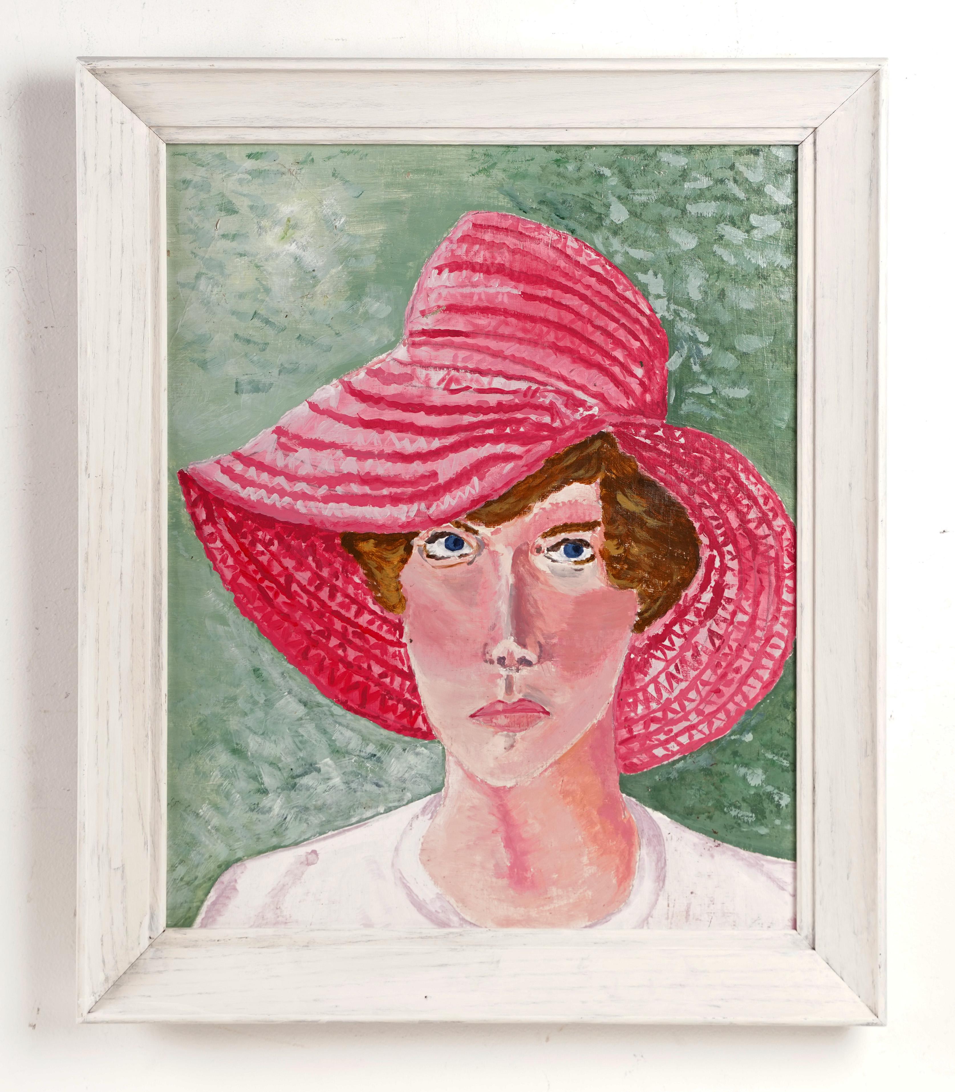 Vintage American Modernist School Portrait of a Woman Original Oil Painting 1