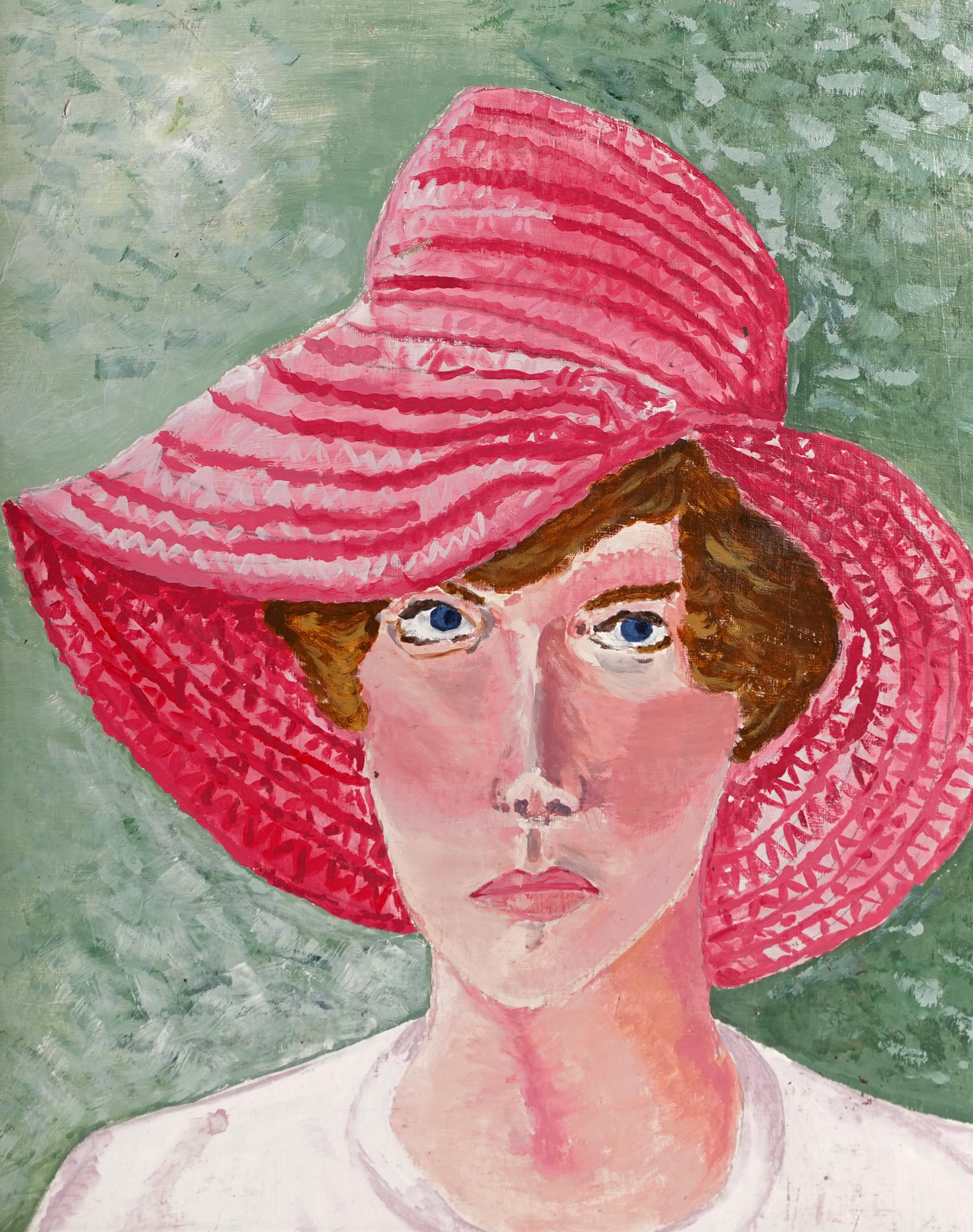 Vintage American Modernist School Portrait of a Woman Original Oil Painting 2