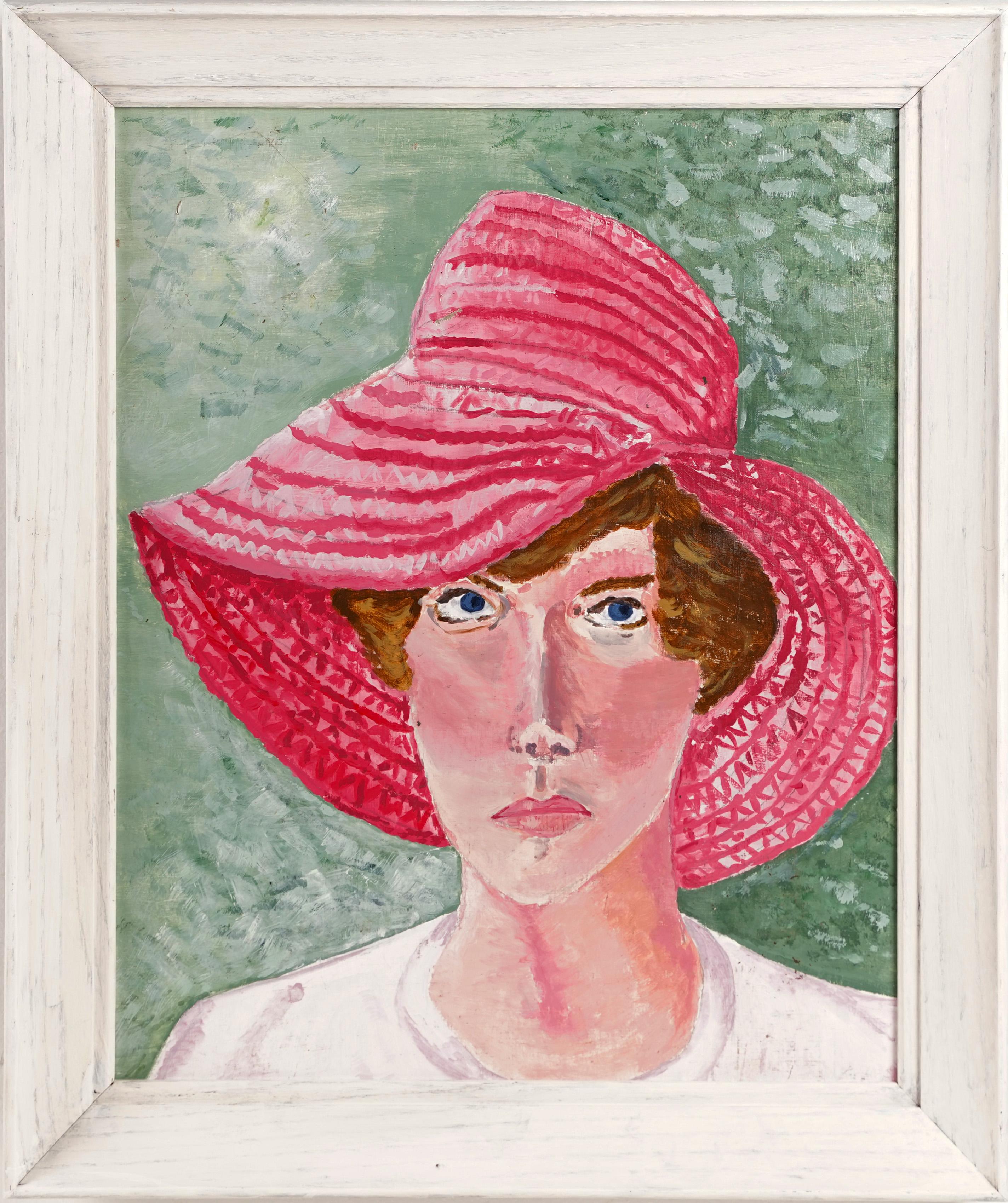 Unknown Portrait Painting - Vintage American Modernist School Portrait of a Woman Original Oil Painting