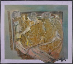 Pittura ad olio figurativa vintage modernista americana firmata Espressionismo astratto