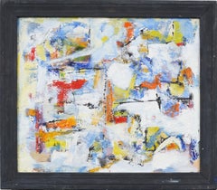 Quadro ad olio d'epoca modernista americano firmato Espressionismo astratto con cornice