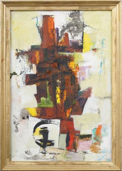 Vintage Modernist American Signed Abstract Expressionist Oil Painting Encadré