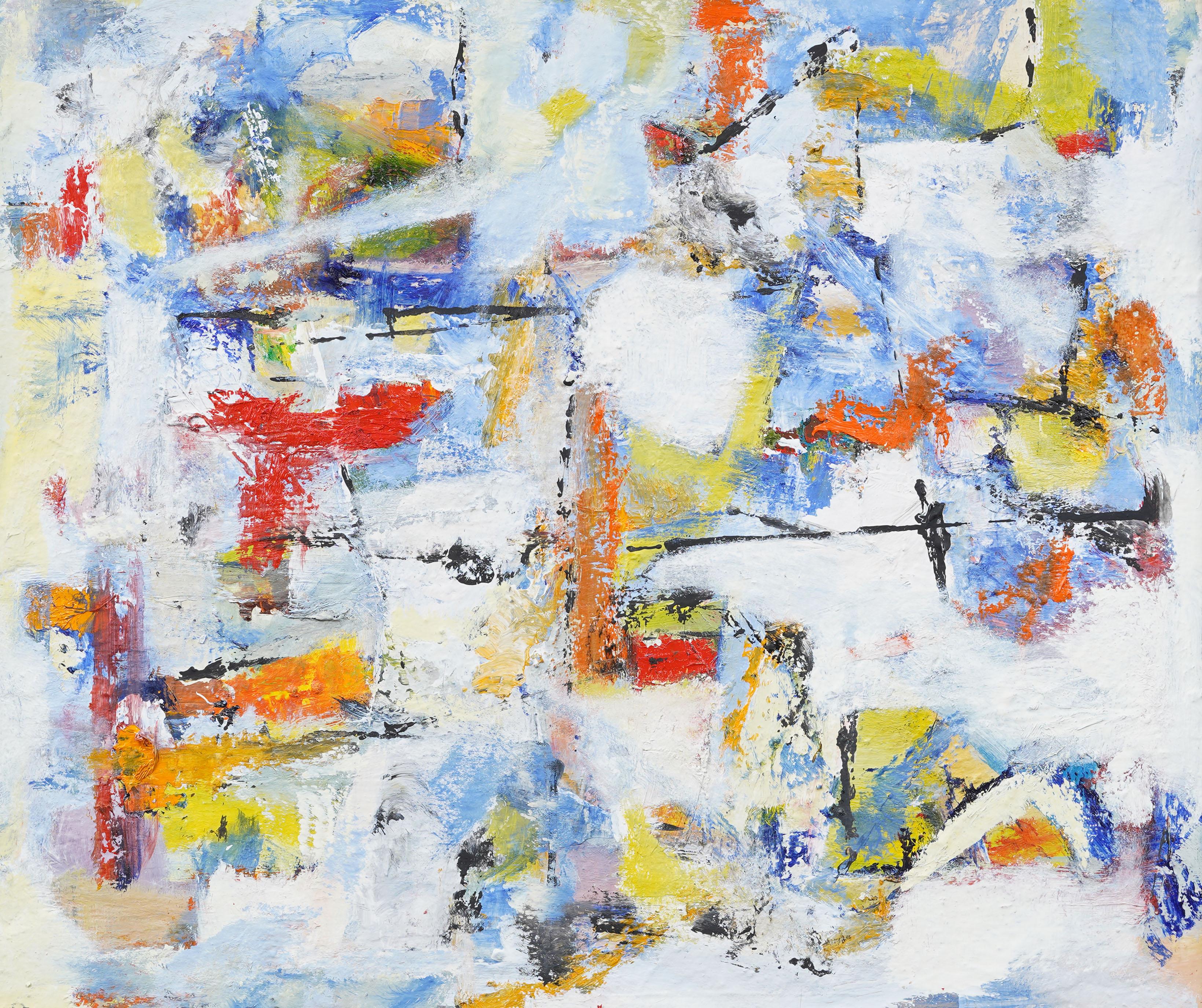 Vintage American Modernist Signed Abstract Expressionist Framed Oil Painting For Sale 1