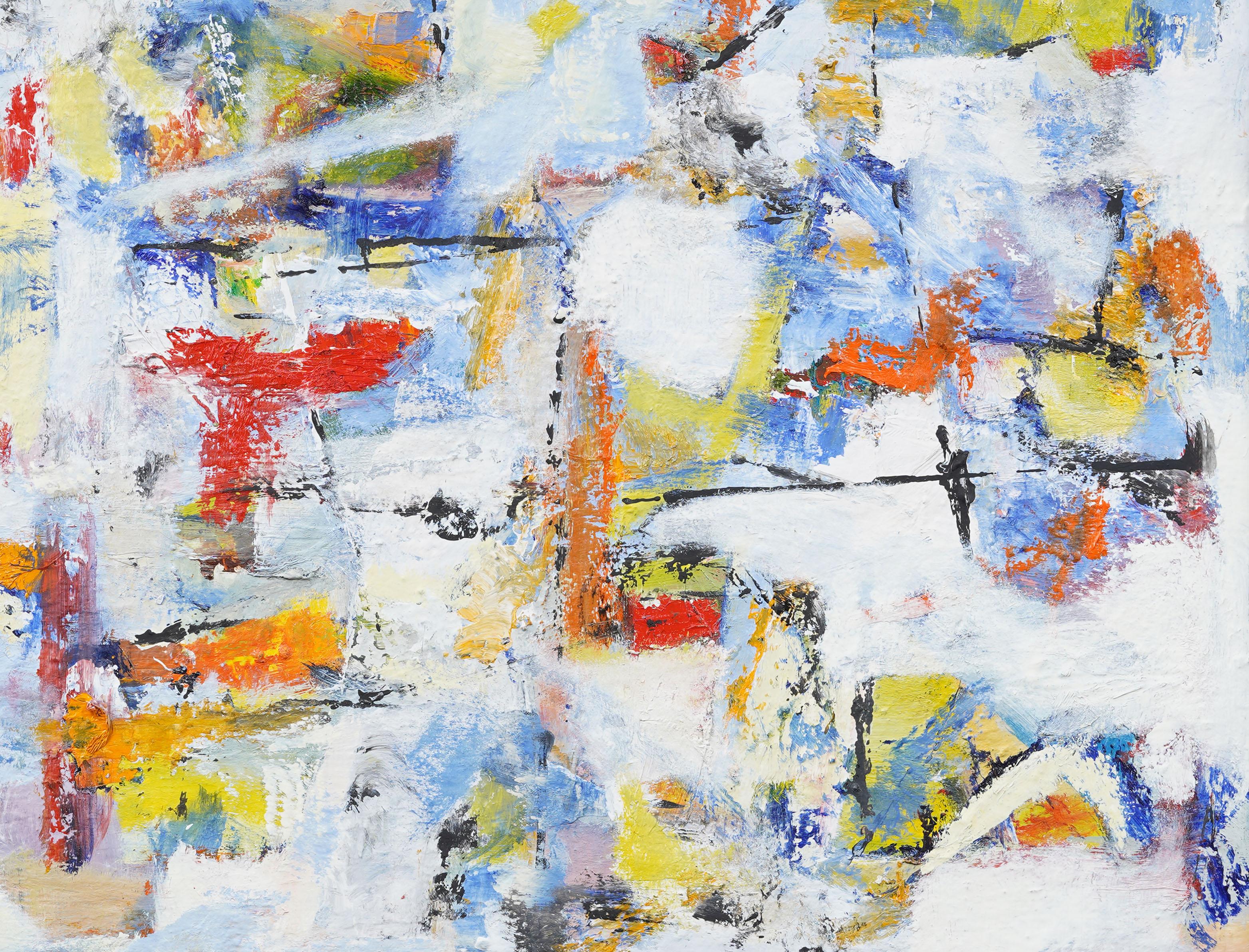 Vintage American Modernist Signed Abstract Expressionist Framed Oil Painting For Sale 2