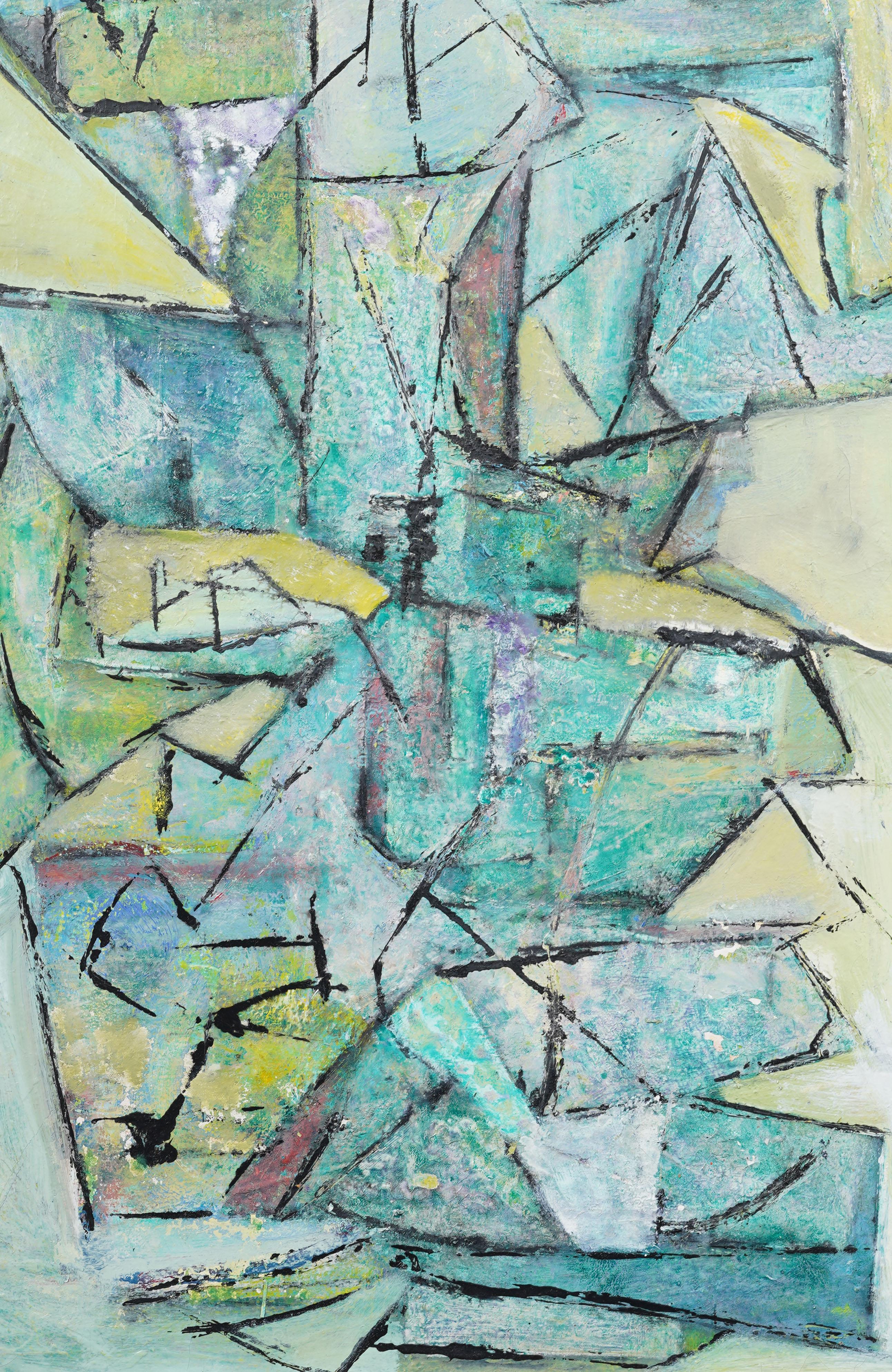 Vintage American Modernist Signed Abstract Expressionist Framed Oil Painting For Sale 2
