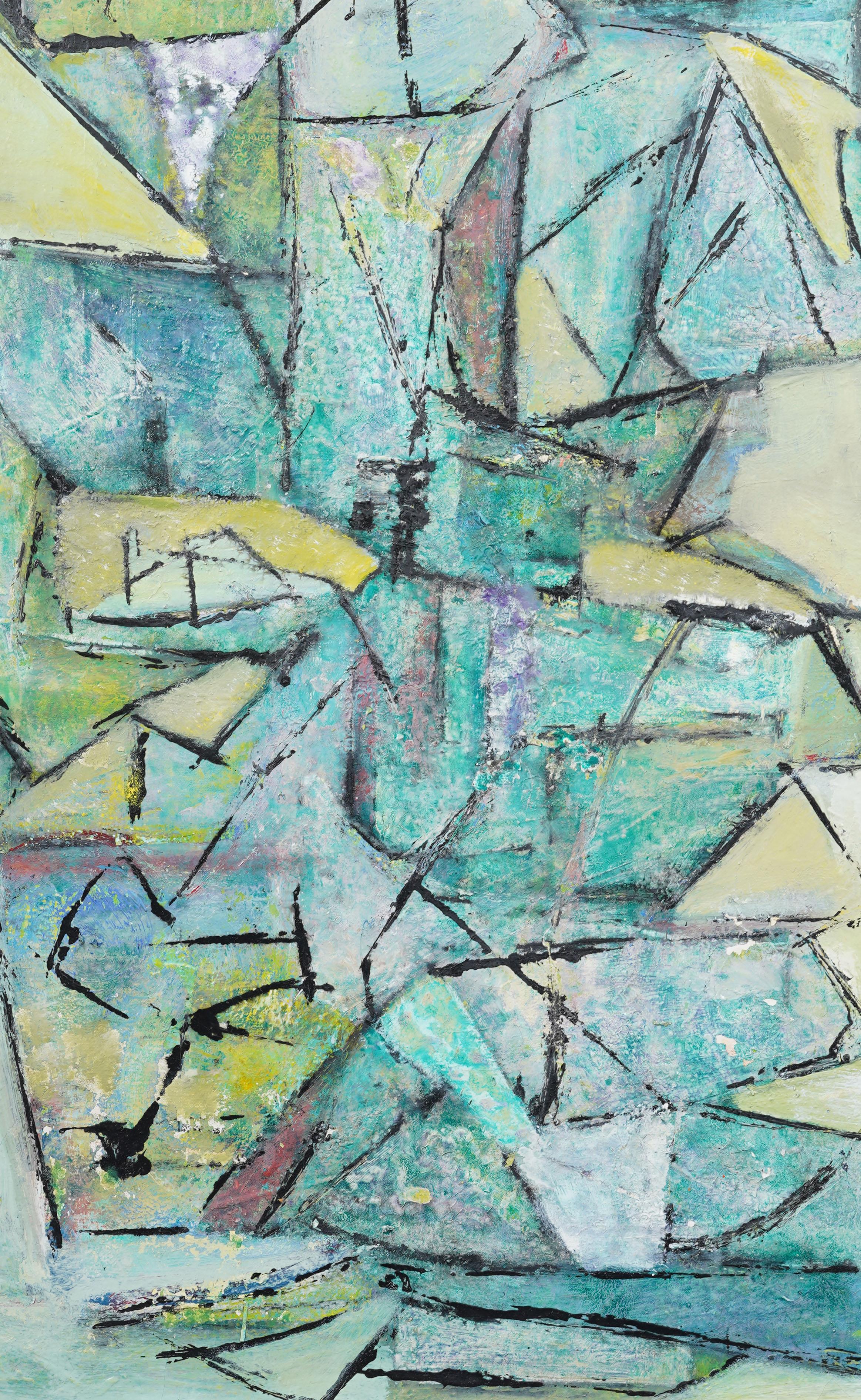Vintage American Modernist Signed Abstract Expressionist Framed Oil Painting For Sale 3