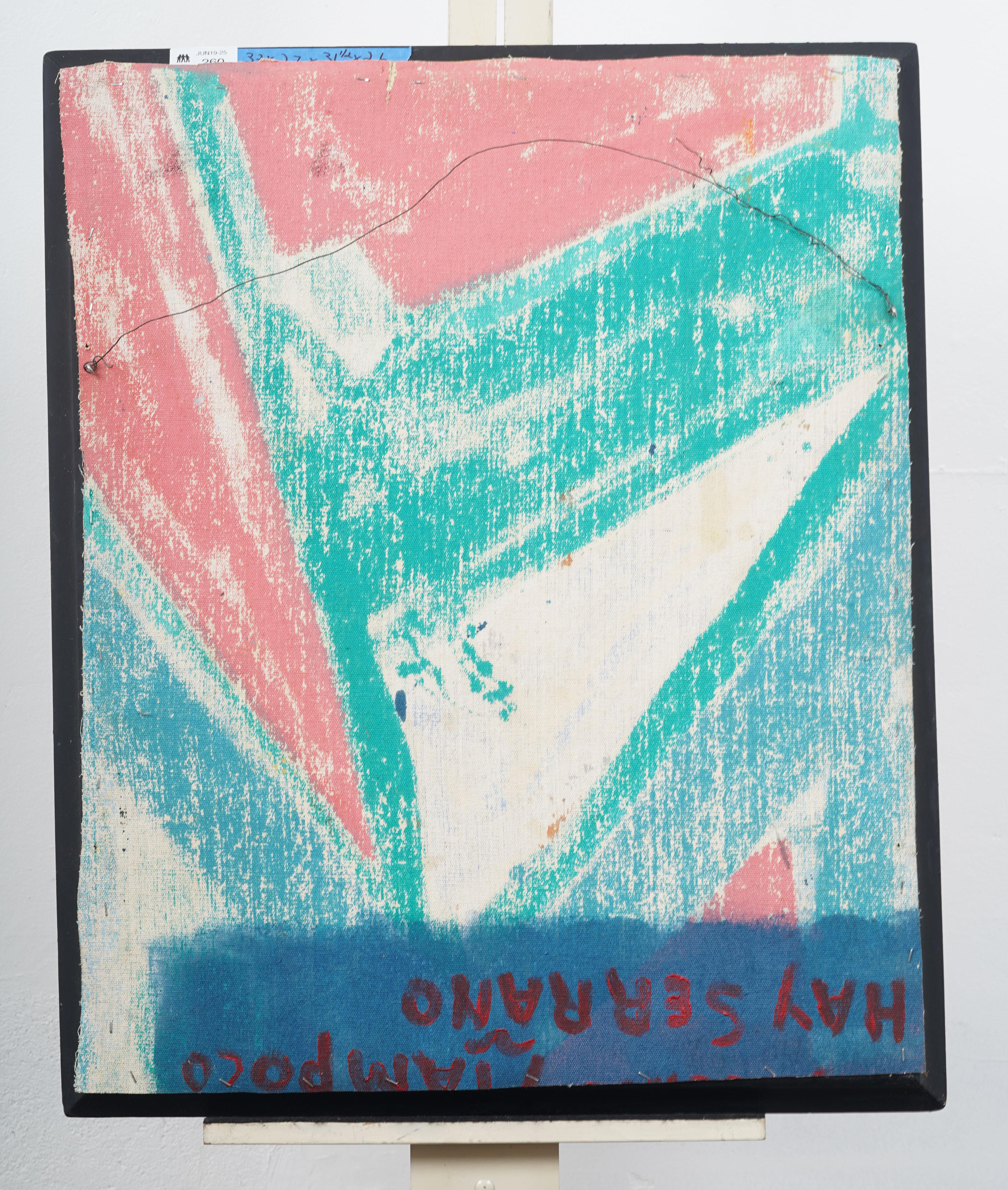 Vintage American Modernist Signed Abstract Expressionist Framed Oil Painting For Sale 4