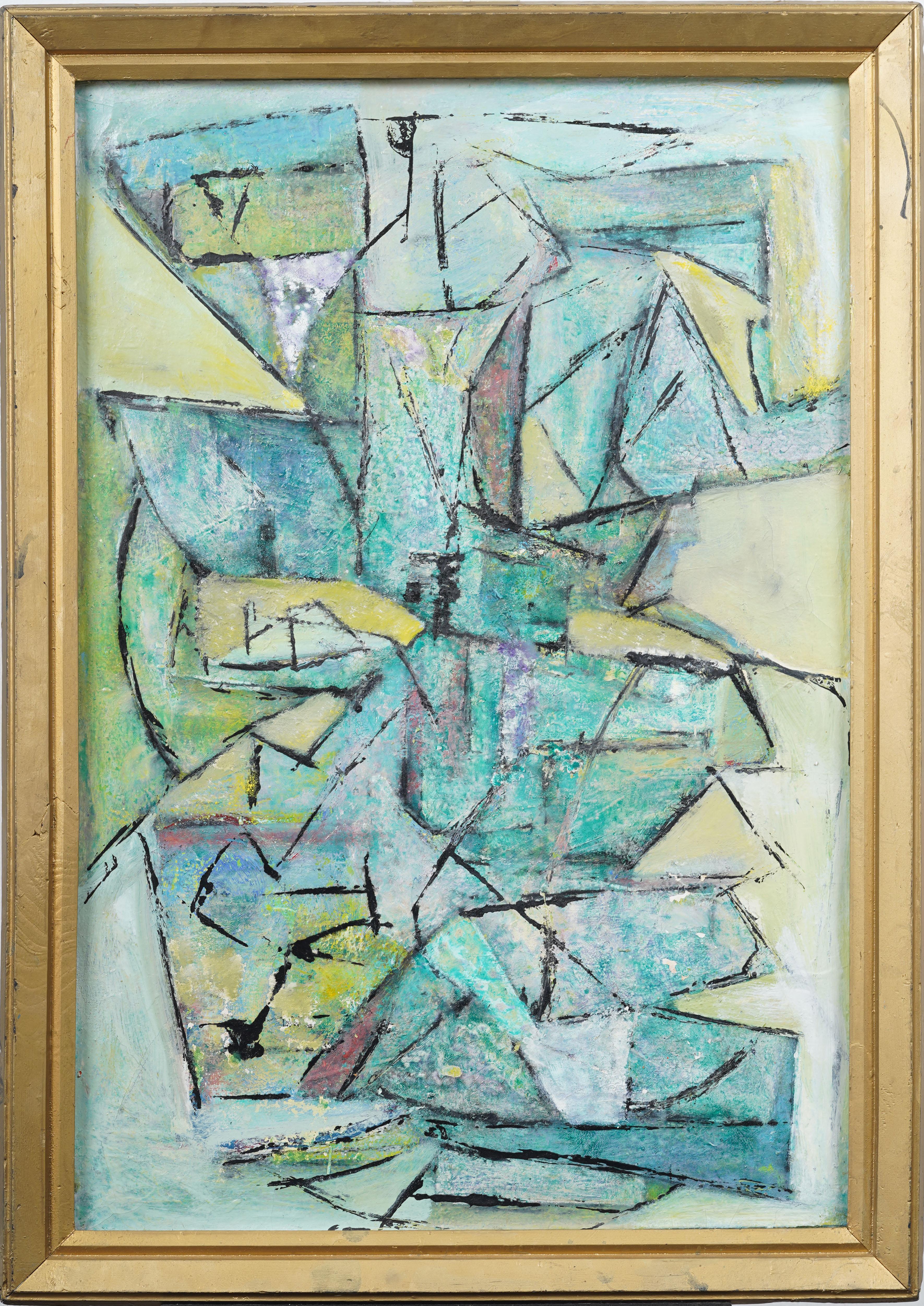 Vintage American Modernist Signed Abstract Expressionist Framed Oil Painting