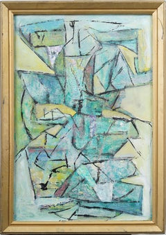 Vintage American Modernist Signed Abstract Expressionist Framed Oil Painting