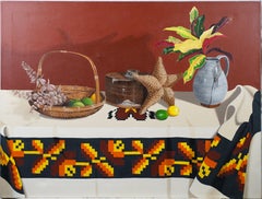 Vintage American Modernist Southwest Table Still Life Super Realist Oil Painting