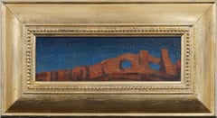 Pintura al óleo Vintage American Modernist Southwestern Nocturnal Starlit Sky