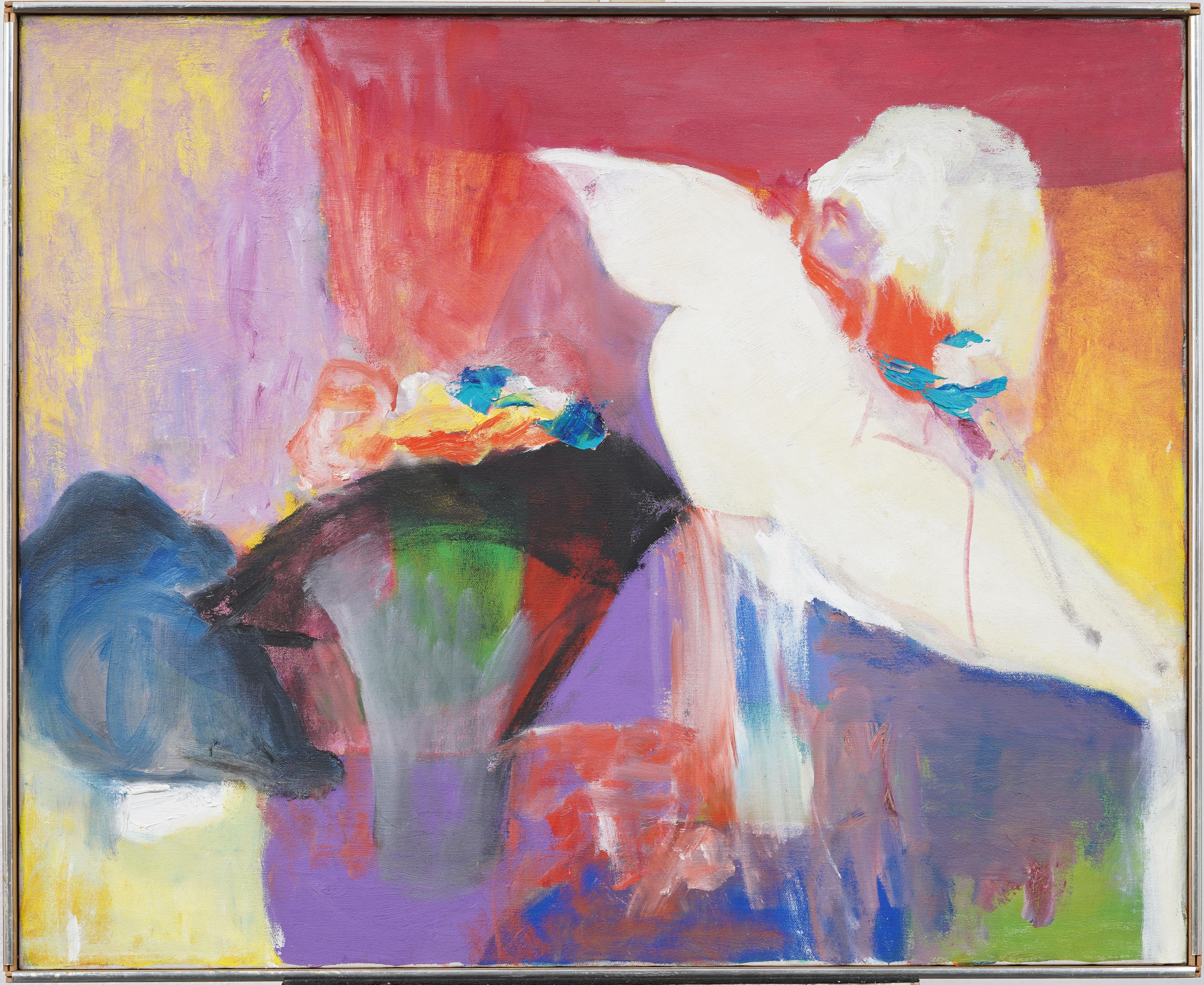 Vintage American Modernist Sommerhüte Fauvist Stillleben gerahmte Ölgemälde – Painting von Unknown