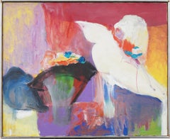 Vintage American Modernist Summer Hats Fauvist Still Life Framed Oil Painting