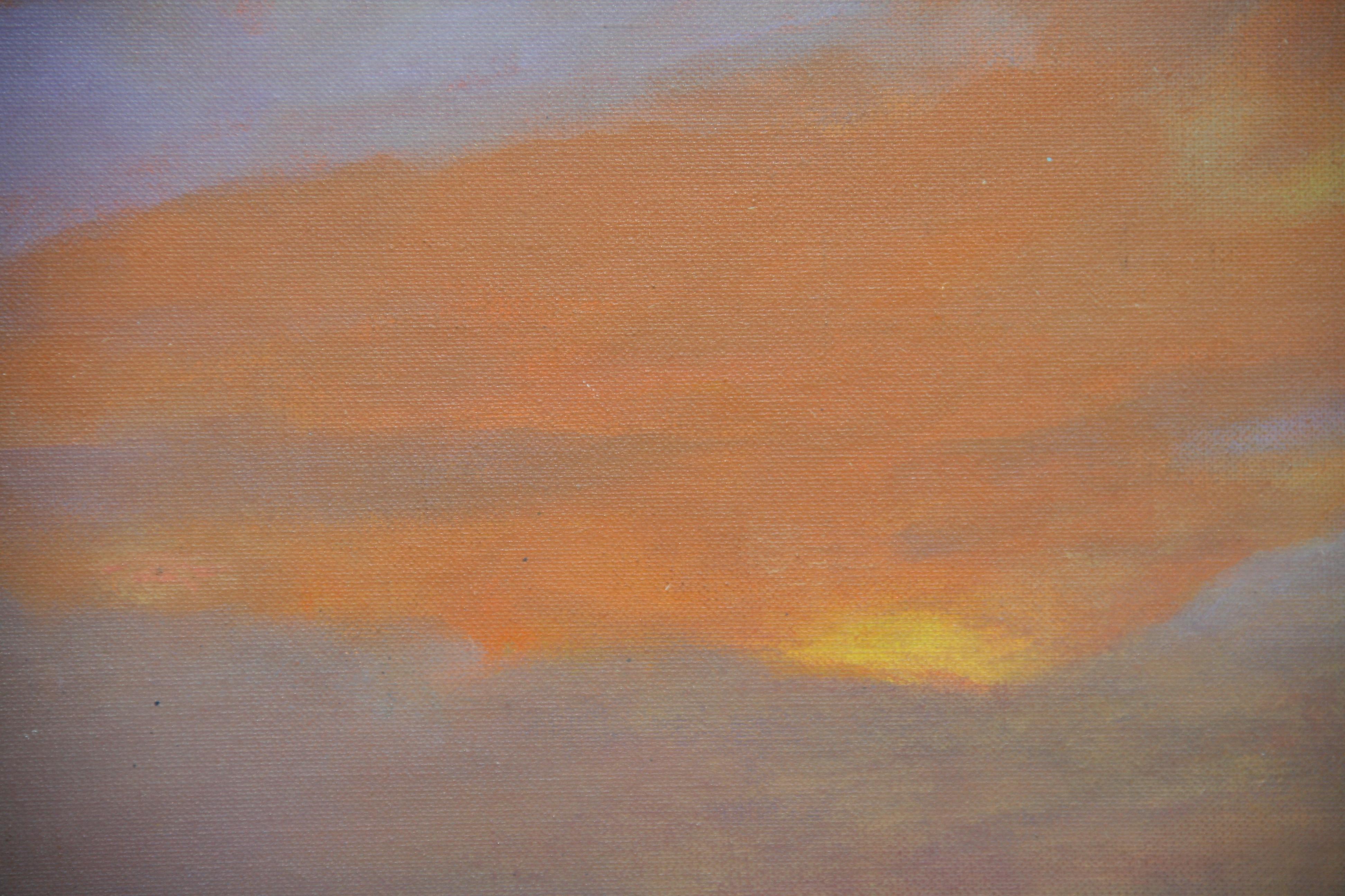 Vintage American Morning Duck Hunt Sunrise (Lever de soleil sur la chasse aux canards)  Paysage 1960 en vente 2