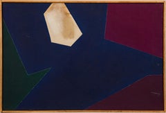 Vintage American New York School Pintura al óleo abstracta minimalista enmarcada