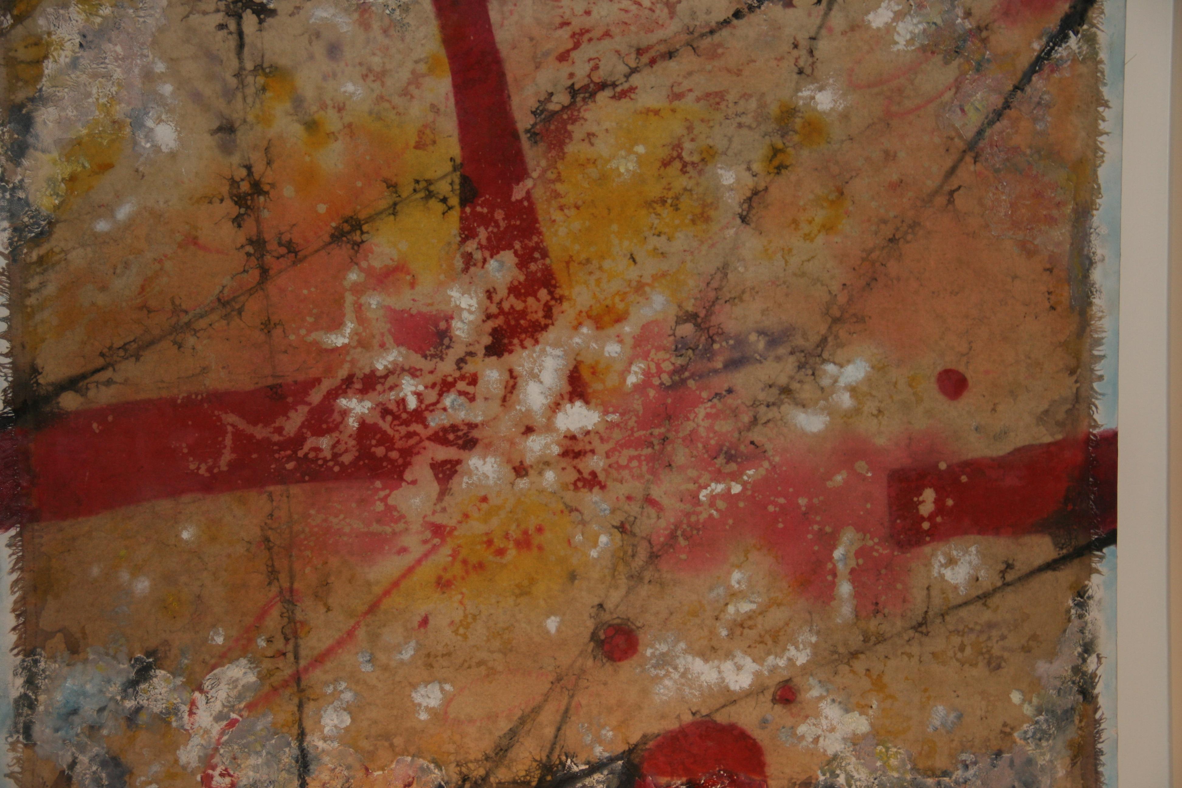 Vintage By Pittura ad olio astratta Fiori rossi in un campo in vendita 2