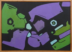 Vintage American Pop Art Abstract Modernist Mid Century Framed Oil Painting