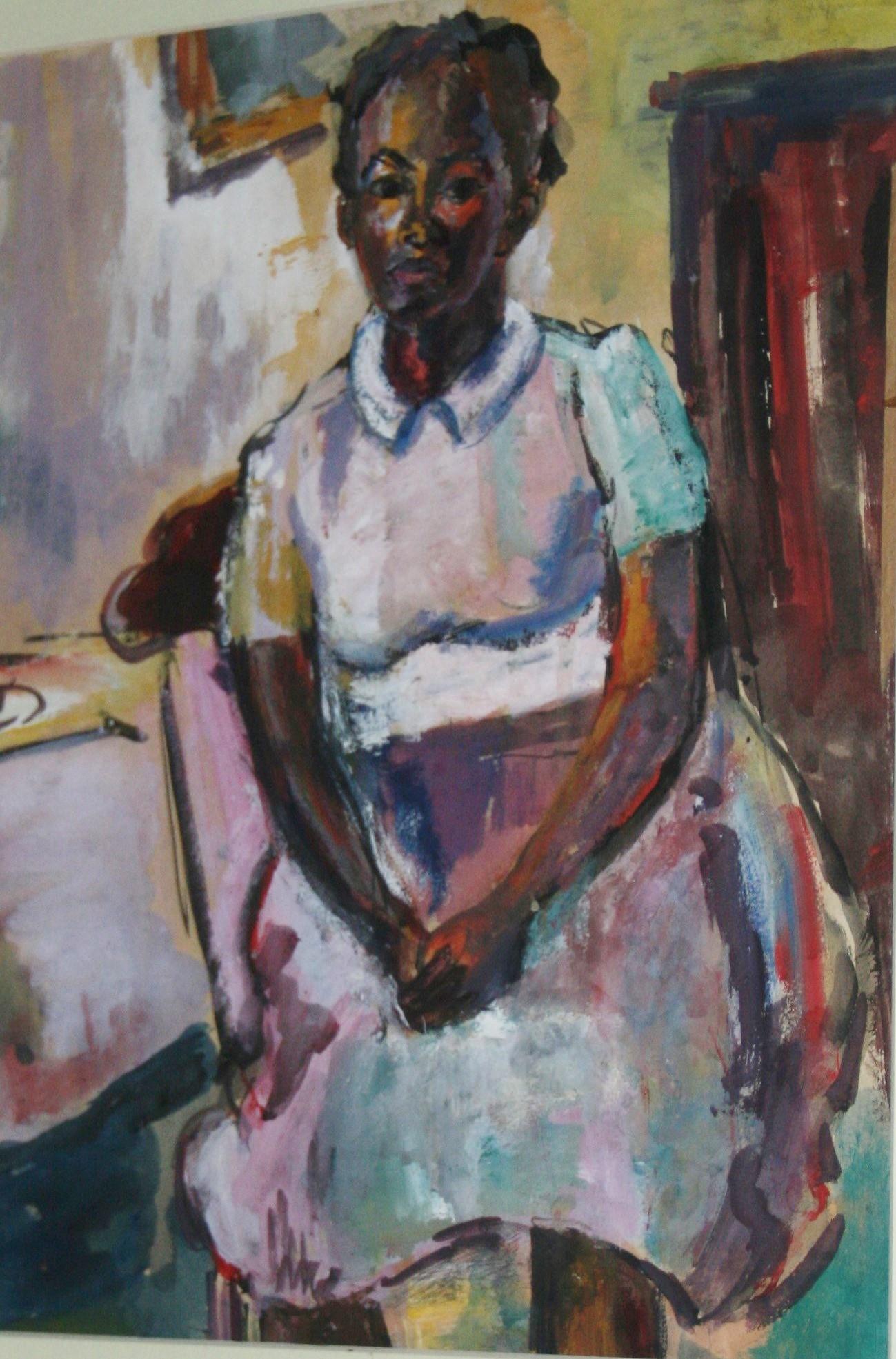 Unknown Figurative Painting - Vintage American Portrait Southern Black Country Girl